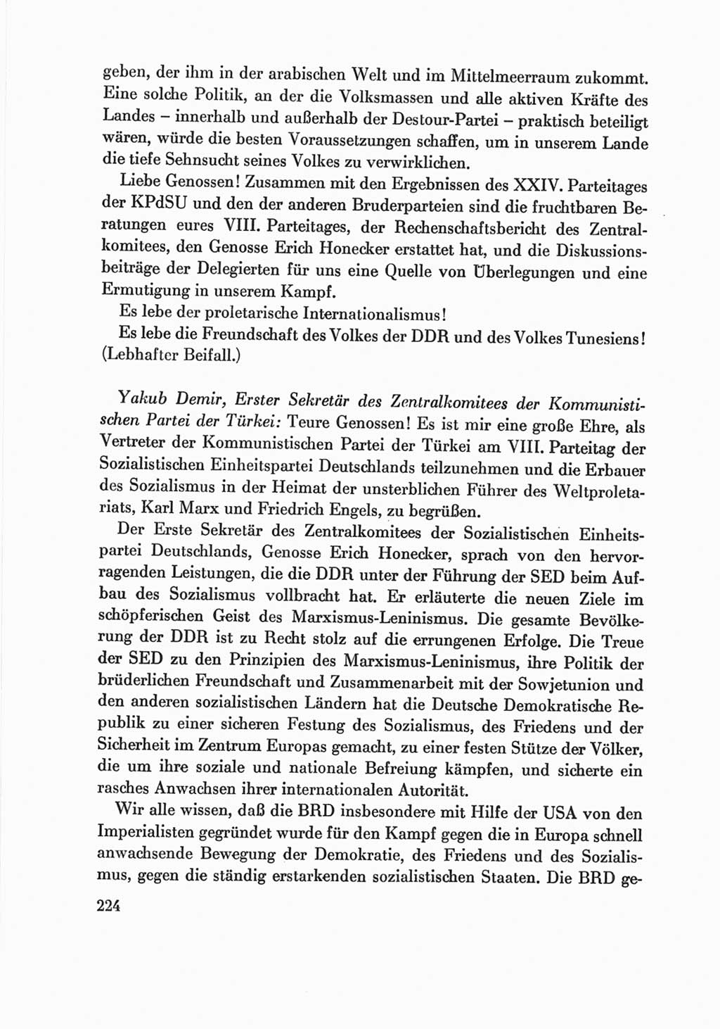 Protokoll der Verhandlungen des Ⅷ. Parteitages der Sozialistischen Einheitspartei Deutschlands (SED) [Deutsche Demokratische Republik (DDR)] 1971, Band 2, Seite 224 (Prot. Verh. Ⅷ. PT SED DDR 1971, Bd. 2, S. 224)