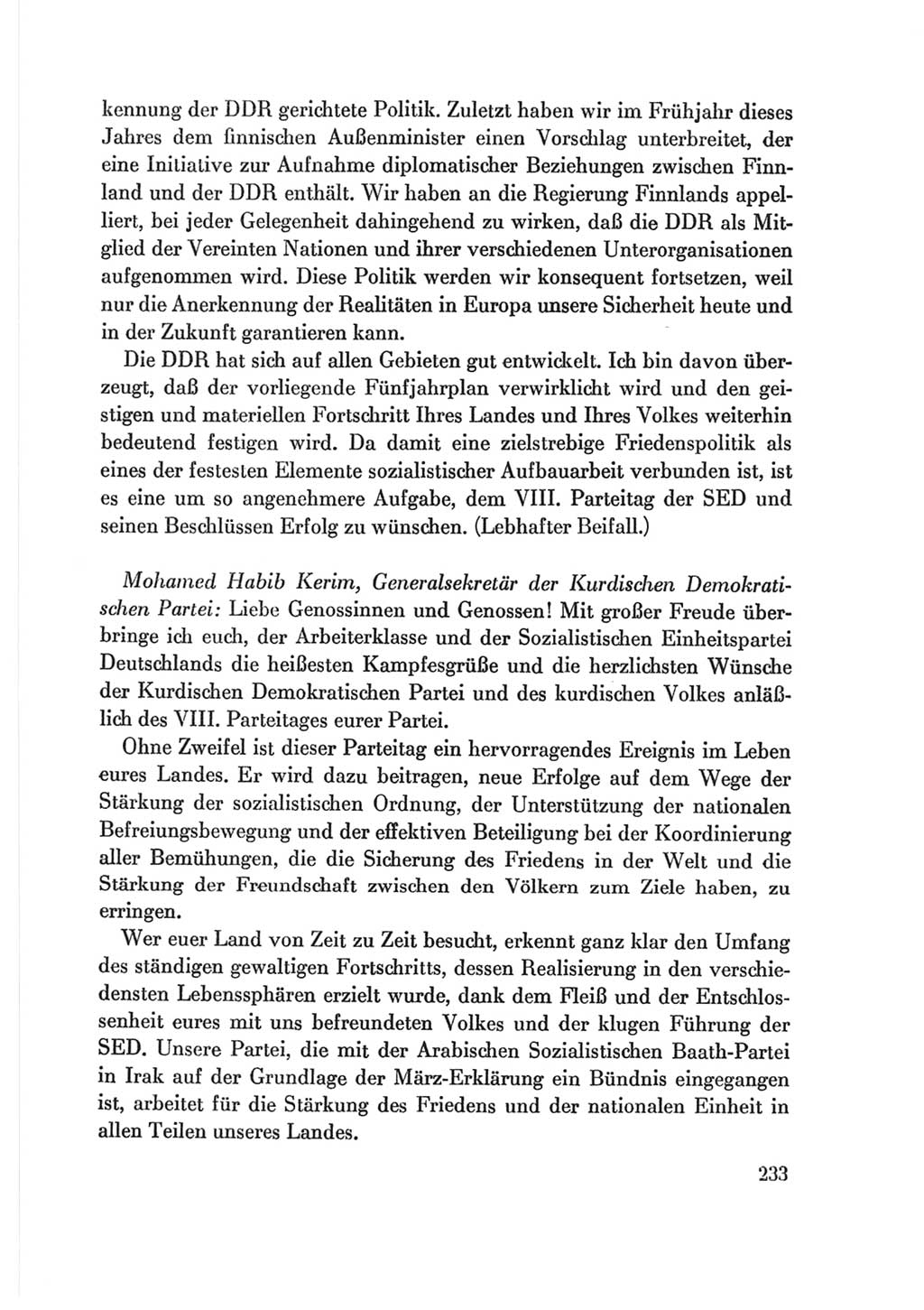 Protokoll der Verhandlungen des Ⅷ. Parteitages der Sozialistischen Einheitspartei Deutschlands (SED) [Deutsche Demokratische Republik (DDR)] 1971, Band 2, Seite 233 (Prot. Verh. Ⅷ. PT SED DDR 1971, Bd. 2, S. 233)