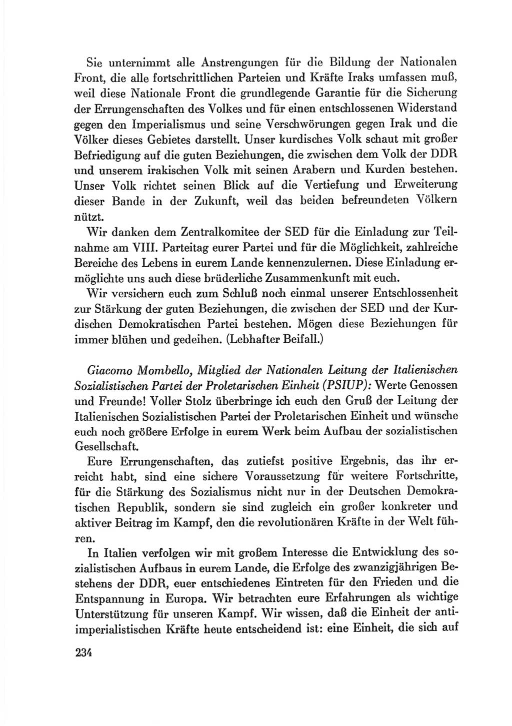 Protokoll der Verhandlungen des Ⅷ. Parteitages der Sozialistischen Einheitspartei Deutschlands (SED) [Deutsche Demokratische Republik (DDR)] 1971, Band 2, Seite 234 (Prot. Verh. Ⅷ. PT SED DDR 1971, Bd. 2, S. 234)