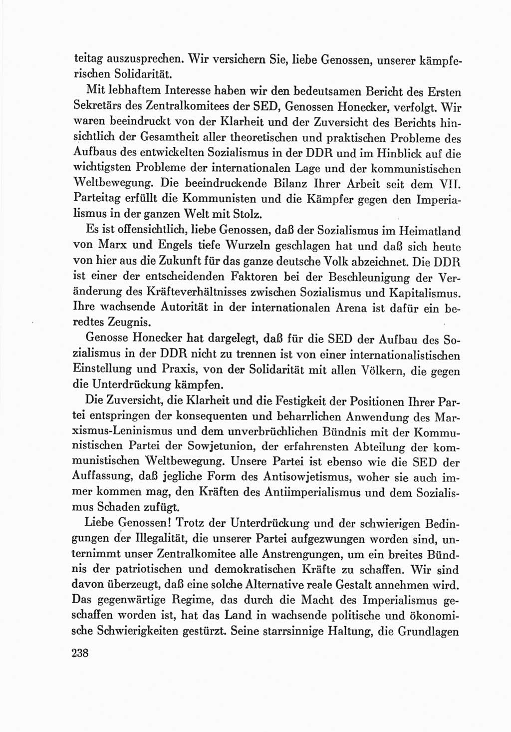 Protokoll der Verhandlungen des Ⅷ. Parteitages der Sozialistischen Einheitspartei Deutschlands (SED) [Deutsche Demokratische Republik (DDR)] 1971, Band 2, Seite 238 (Prot. Verh. Ⅷ. PT SED DDR 1971, Bd. 2, S. 238)