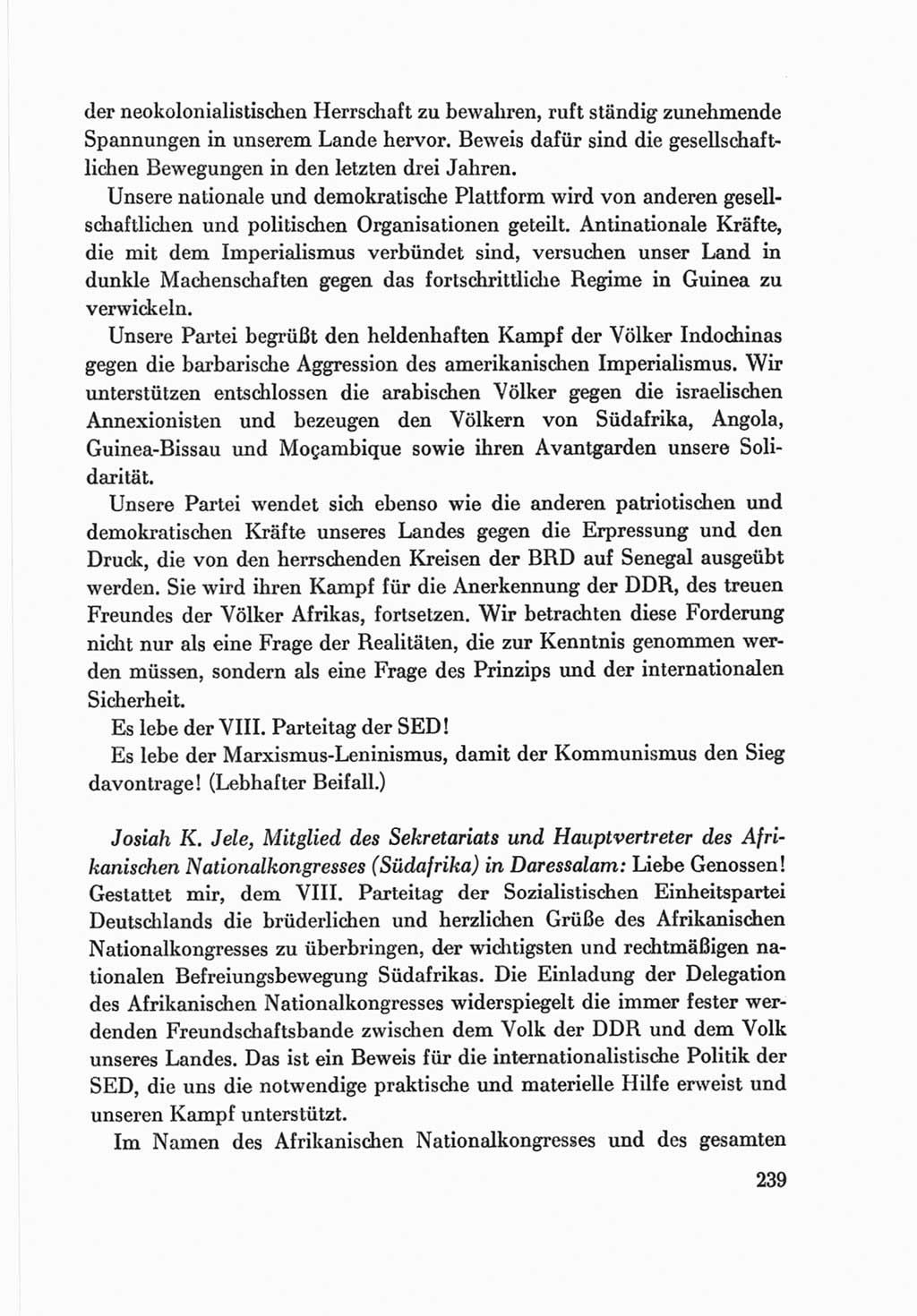 Protokoll der Verhandlungen des Ⅷ. Parteitages der Sozialistischen Einheitspartei Deutschlands (SED) [Deutsche Demokratische Republik (DDR)] 1971, Band 2, Seite 239 (Prot. Verh. Ⅷ. PT SED DDR 1971, Bd. 2, S. 239)