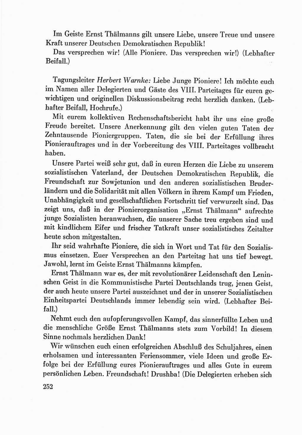 Protokoll der Verhandlungen des Ⅷ. Parteitages der Sozialistischen Einheitspartei Deutschlands (SED) [Deutsche Demokratische Republik (DDR)] 1971, Band 2, Seite 252 (Prot. Verh. Ⅷ. PT SED DDR 1971, Bd. 2, S. 252)