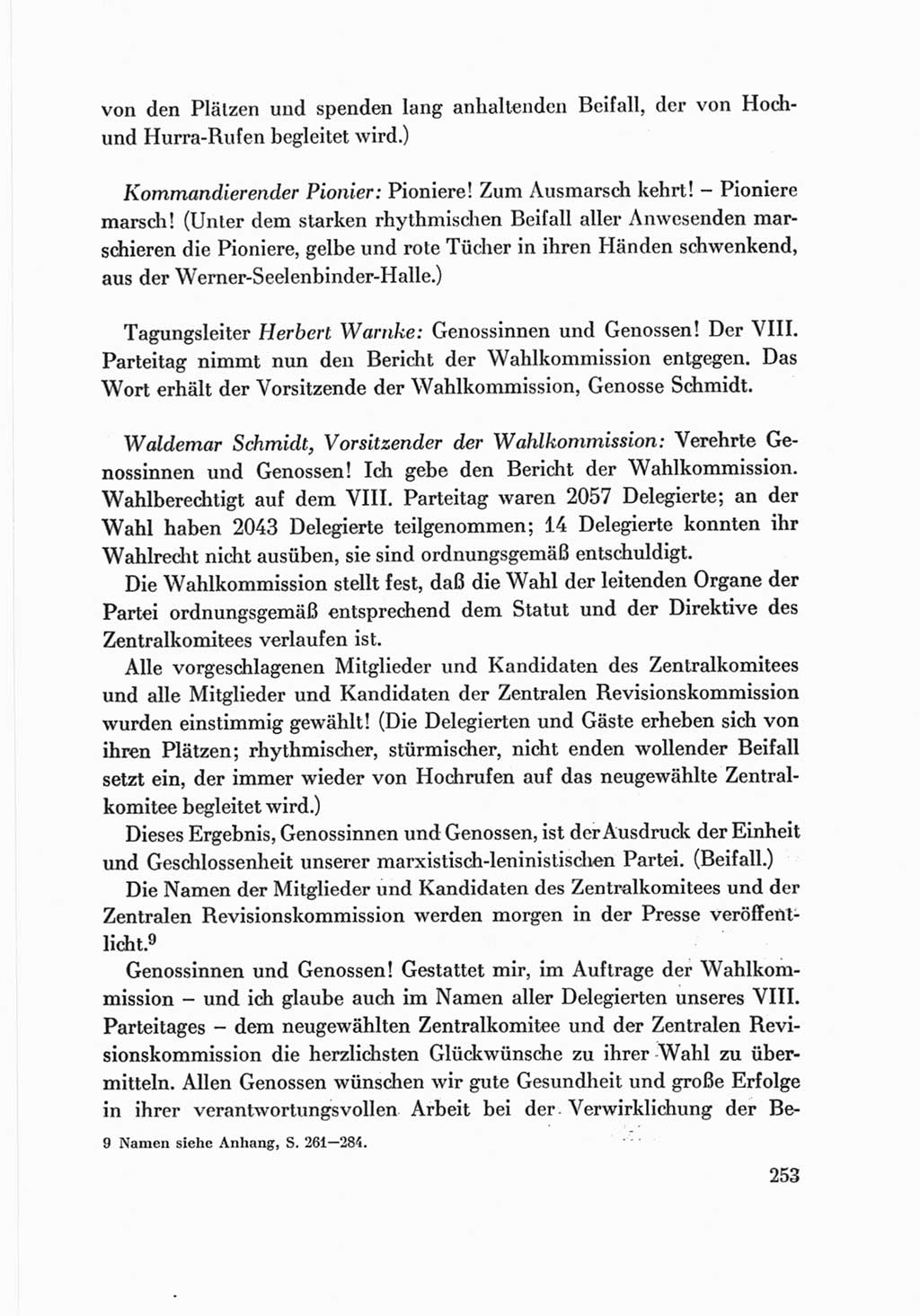 Protokoll der Verhandlungen des Ⅷ. Parteitages der Sozialistischen Einheitspartei Deutschlands (SED) [Deutsche Demokratische Republik (DDR)] 1971, Band 2, Seite 253 (Prot. Verh. Ⅷ. PT SED DDR 1971, Bd. 2, S. 253)