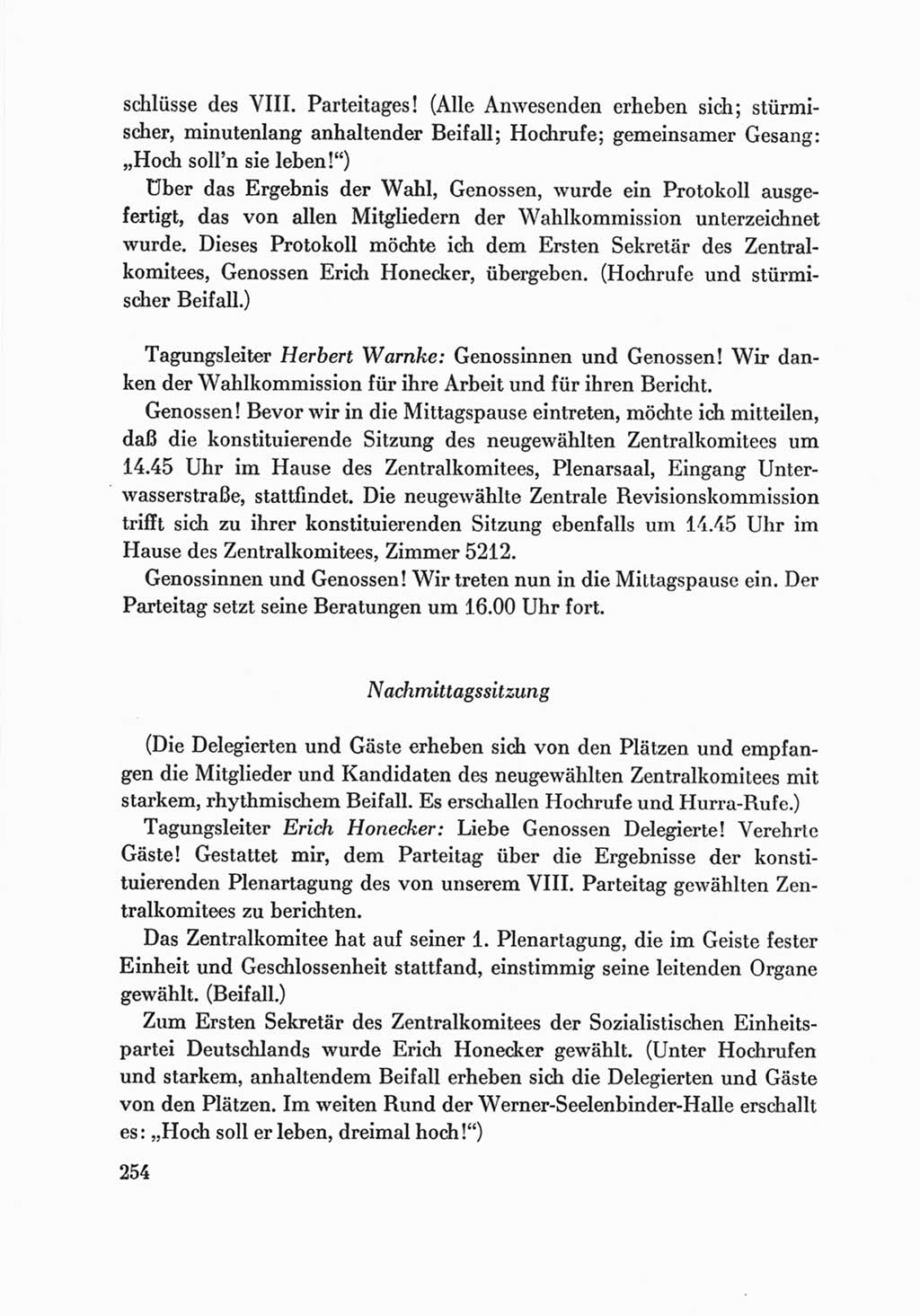 Protokoll der Verhandlungen des Ⅷ. Parteitages der Sozialistischen Einheitspartei Deutschlands (SED) [Deutsche Demokratische Republik (DDR)] 1971, Band 2, Seite 254 (Prot. Verh. Ⅷ. PT SED DDR 1971, Bd. 2, S. 254)