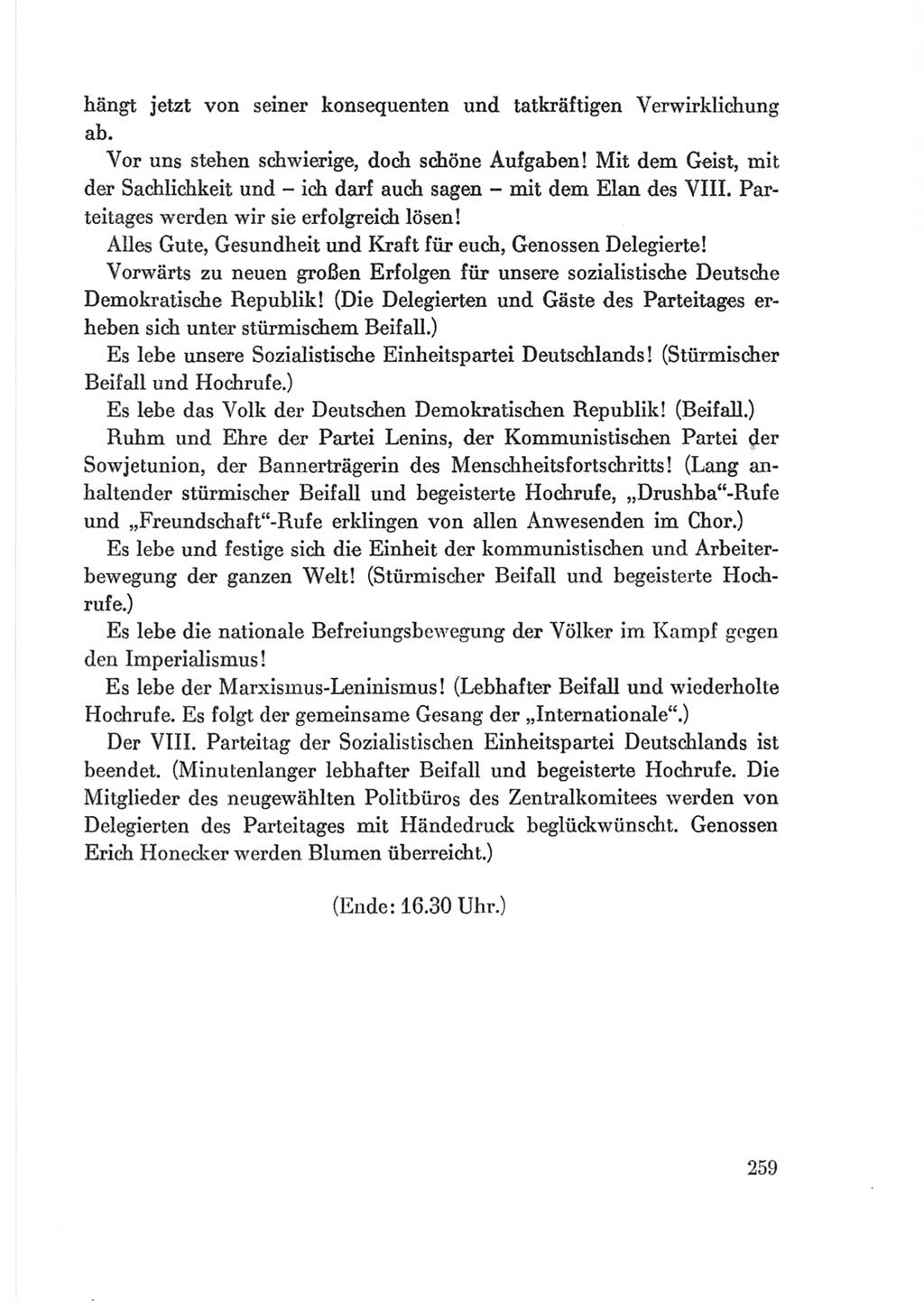 Protokoll der Verhandlungen des Ⅷ. Parteitages der Sozialistischen Einheitspartei Deutschlands (SED) [Deutsche Demokratische Republik (DDR)] 1971, Band 2, Seite 259 (Prot. Verh. Ⅷ. PT SED DDR 1971, Bd. 2, S. 259)