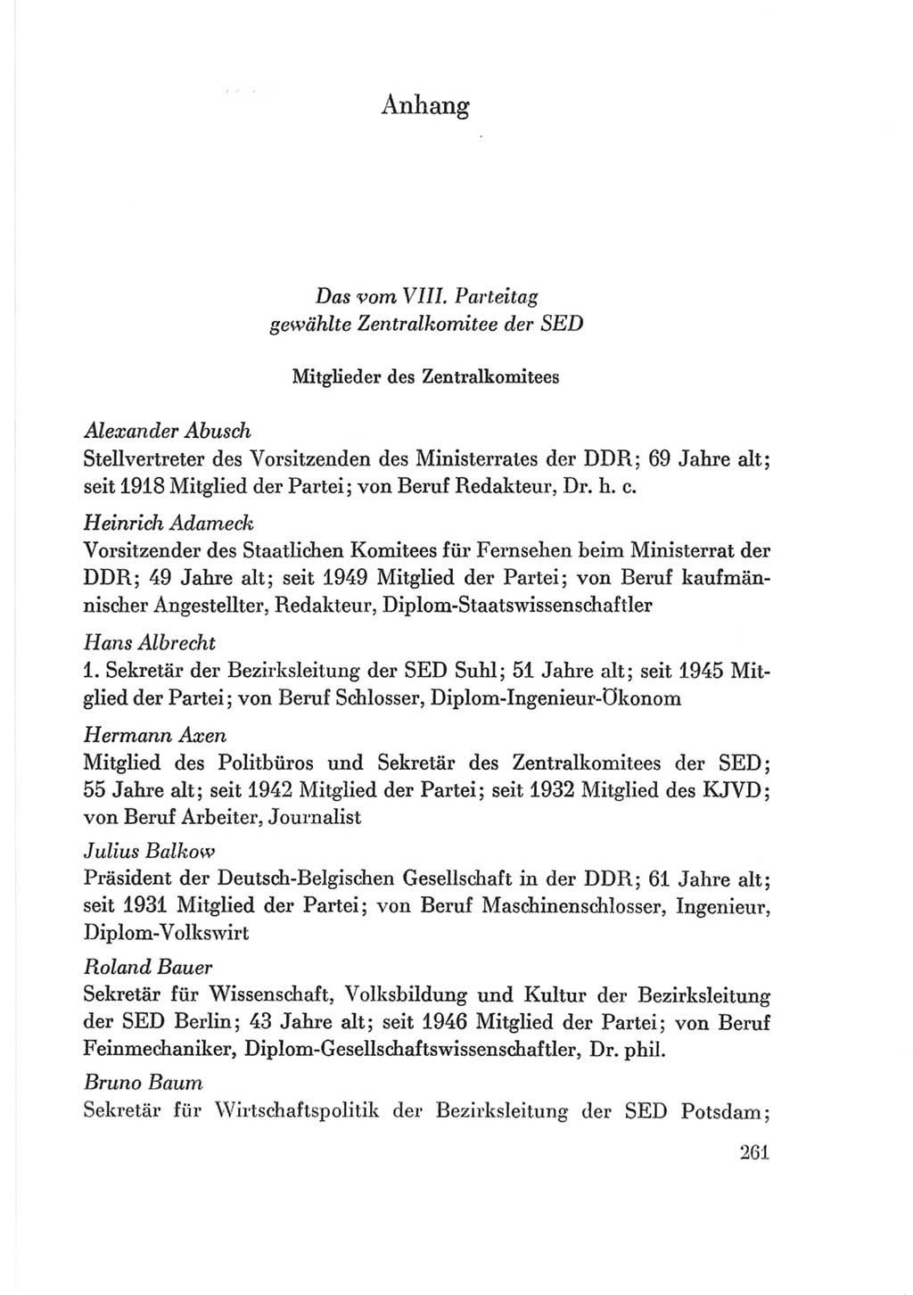 Protokoll der Verhandlungen des Ⅷ. Parteitages der Sozialistischen Einheitspartei Deutschlands (SED) [Deutsche Demokratische Republik (DDR)] 1971, Band 2, Seite 261 (Prot. Verh. Ⅷ. PT SED DDR 1971, Bd. 2, S. 261)