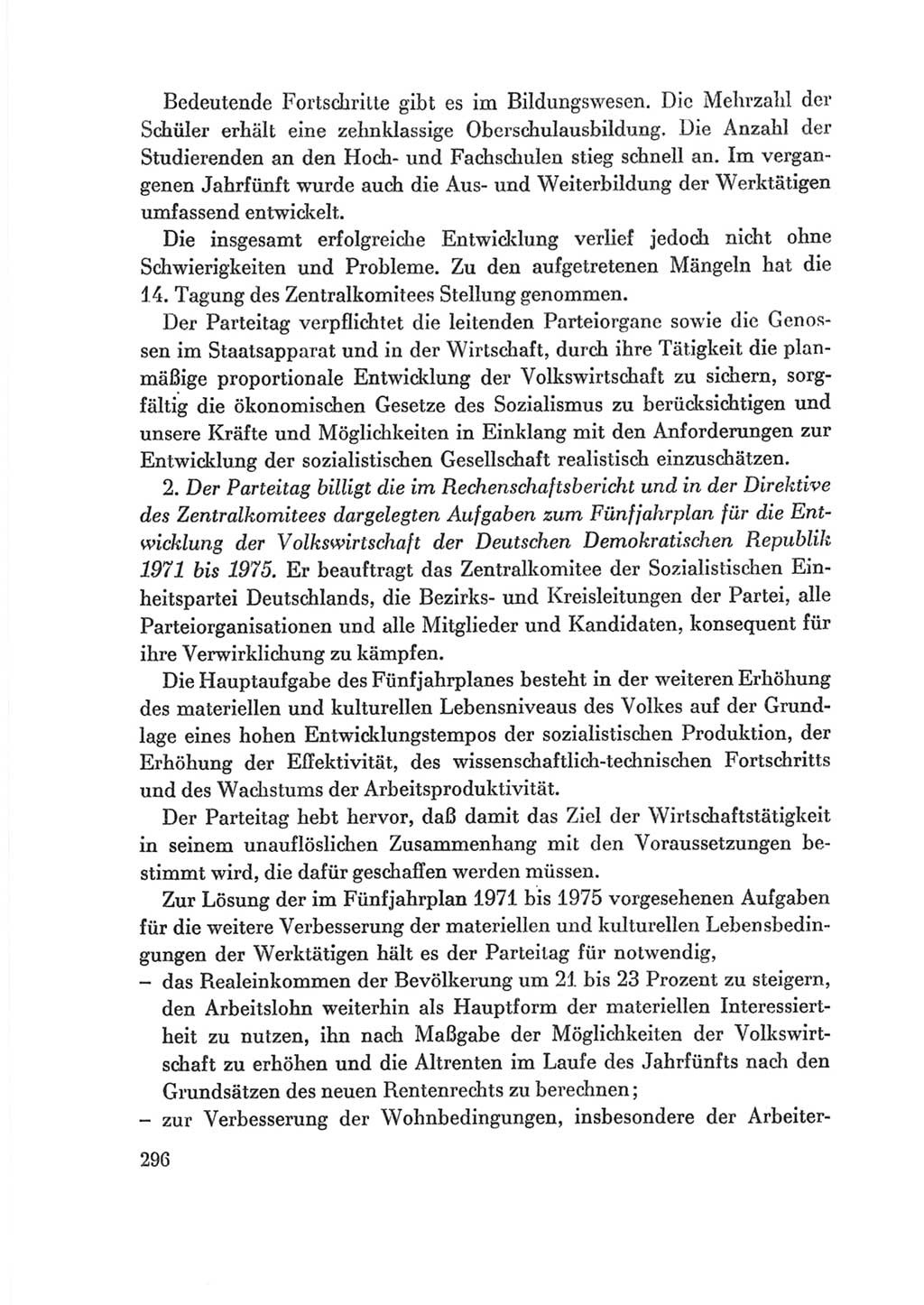 Protokoll der Verhandlungen des Ⅷ. Parteitages der Sozialistischen Einheitspartei Deutschlands (SED) [Deutsche Demokratische Republik (DDR)] 1971, Band 2, Seite 296 (Prot. Verh. Ⅷ. PT SED DDR 1971, Bd. 2, S. 296)
