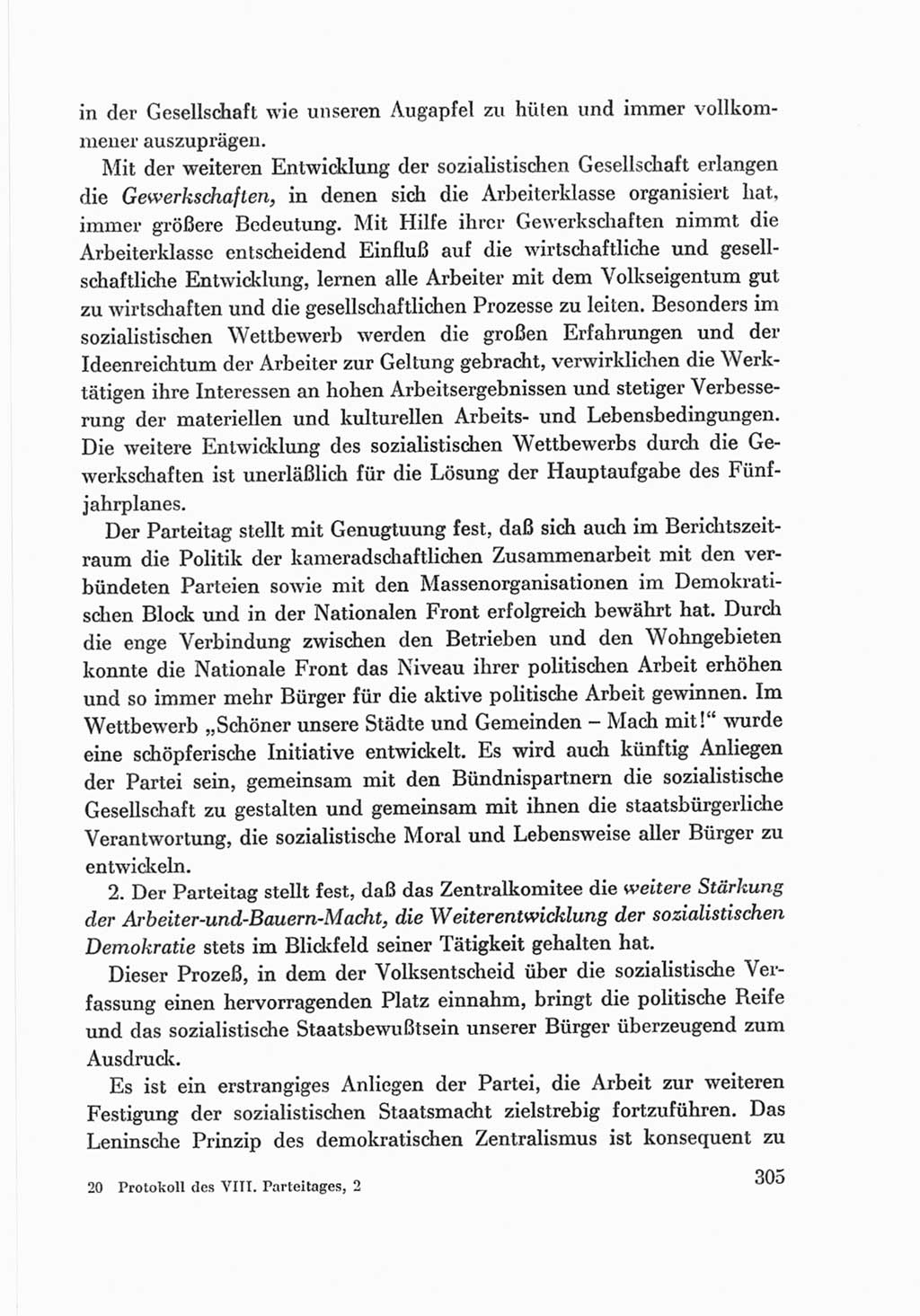 Protokoll der Verhandlungen des Ⅷ. Parteitages der Sozialistischen Einheitspartei Deutschlands (SED) [Deutsche Demokratische Republik (DDR)] 1971, Band 2, Seite 305 (Prot. Verh. Ⅷ. PT SED DDR 1971, Bd. 2, S. 305)