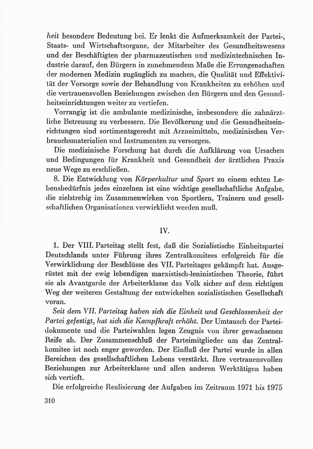 Protokoll der Verhandlungen des Ⅷ. Parteitages der Sozialistischen Einheitspartei Deutschlands (SED) [Deutsche Demokratische Republik (DDR)] 1971, Band 2, Seite 310 (Prot. Verh. Ⅷ. PT SED DDR 1971, Bd. 2, S. 310)