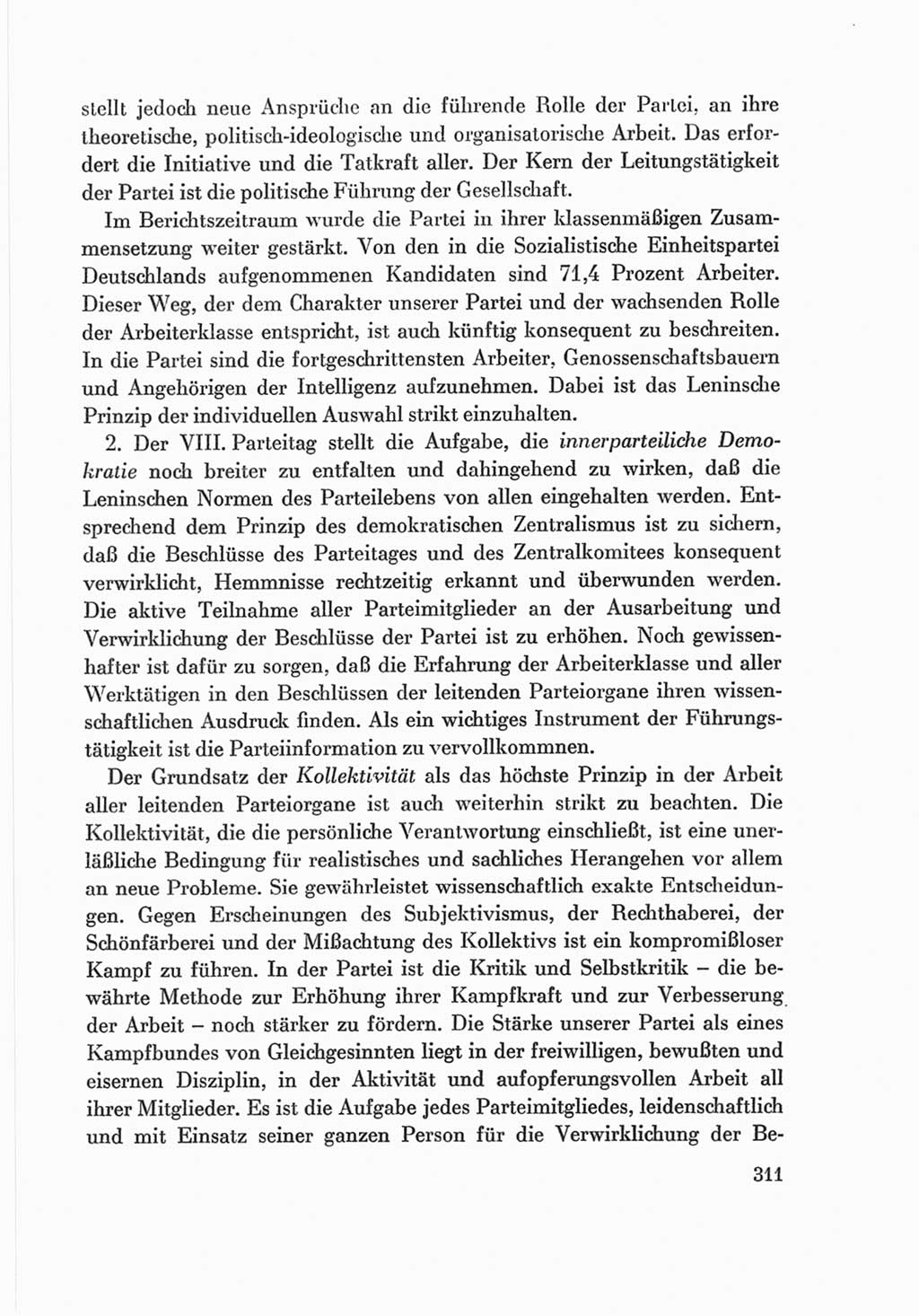 Protokoll der Verhandlungen des Ⅷ. Parteitages der Sozialistischen Einheitspartei Deutschlands (SED) [Deutsche Demokratische Republik (DDR)] 1971, Band 2, Seite 311 (Prot. Verh. Ⅷ. PT SED DDR 1971, Bd. 2, S. 311)