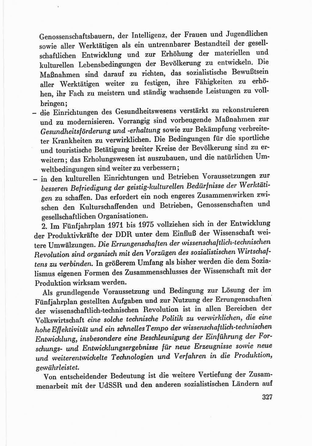 Protokoll der Verhandlungen des Ⅷ. Parteitages der Sozialistischen Einheitspartei Deutschlands (SED) [Deutsche Demokratische Republik (DDR)] 1971, Band 2, Seite 327 (Prot. Verh. Ⅷ. PT SED DDR 1971, Bd. 2, S. 327)