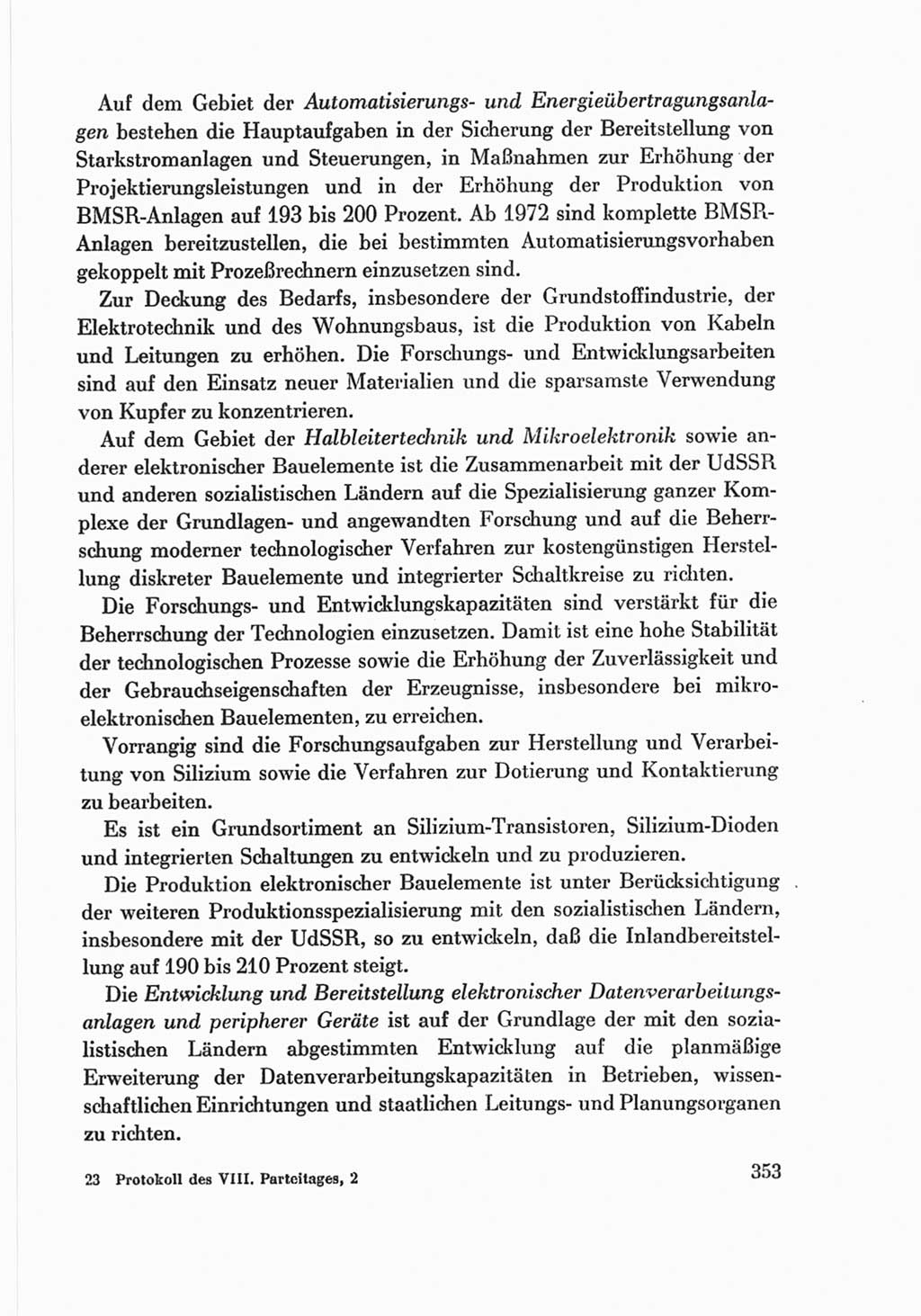 Protokoll der Verhandlungen des Ⅷ. Parteitages der Sozialistischen Einheitspartei Deutschlands (SED) [Deutsche Demokratische Republik (DDR)] 1971, Band 2, Seite 353 (Prot. Verh. Ⅷ. PT SED DDR 1971, Bd. 2, S. 353)