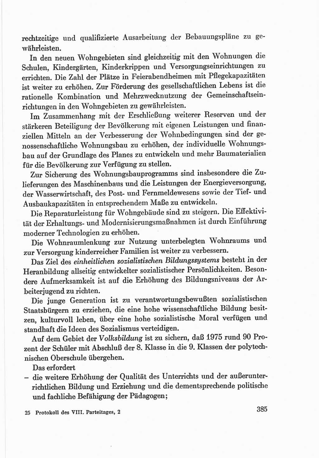 Protokoll der Verhandlungen des Ⅷ. Parteitages der Sozialistischen Einheitspartei Deutschlands (SED) [Deutsche Demokratische Republik (DDR)] 1971, Band 2, Seite 385 (Prot. Verh. Ⅷ. PT SED DDR 1971, Bd. 2, S. 385)