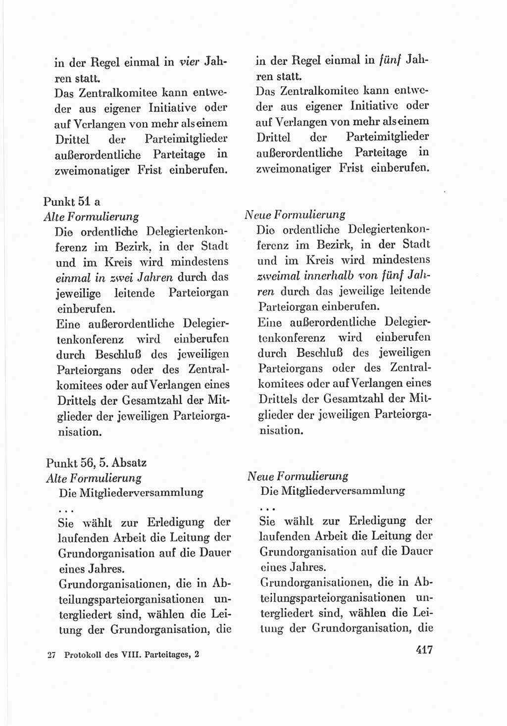 Protokoll der Verhandlungen des Ⅷ. Parteitages der Sozialistischen Einheitspartei Deutschlands (SED) [Deutsche Demokratische Republik (DDR)] 1971, Band 2, Seite 417 (Prot. Verh. Ⅷ. PT SED DDR 1971, Bd. 2, S. 417)