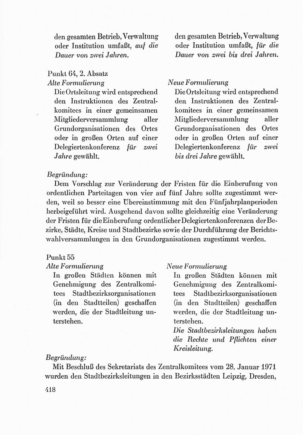 Protokoll der Verhandlungen des Ⅷ. Parteitages der Sozialistischen Einheitspartei Deutschlands (SED) [Deutsche Demokratische Republik (DDR)] 1971, Band 2, Seite 418 (Prot. Verh. Ⅷ. PT SED DDR 1971, Bd. 2, S. 418)