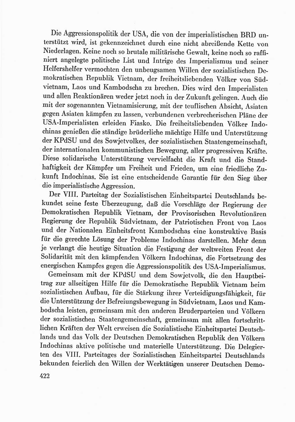 Protokoll der Verhandlungen des Ⅷ. Parteitages der Sozialistischen Einheitspartei Deutschlands (SED) [Deutsche Demokratische Republik (DDR)] 1971, Band 2, Seite 422 (Prot. Verh. Ⅷ. PT SED DDR 1971, Bd. 2, S. 422)