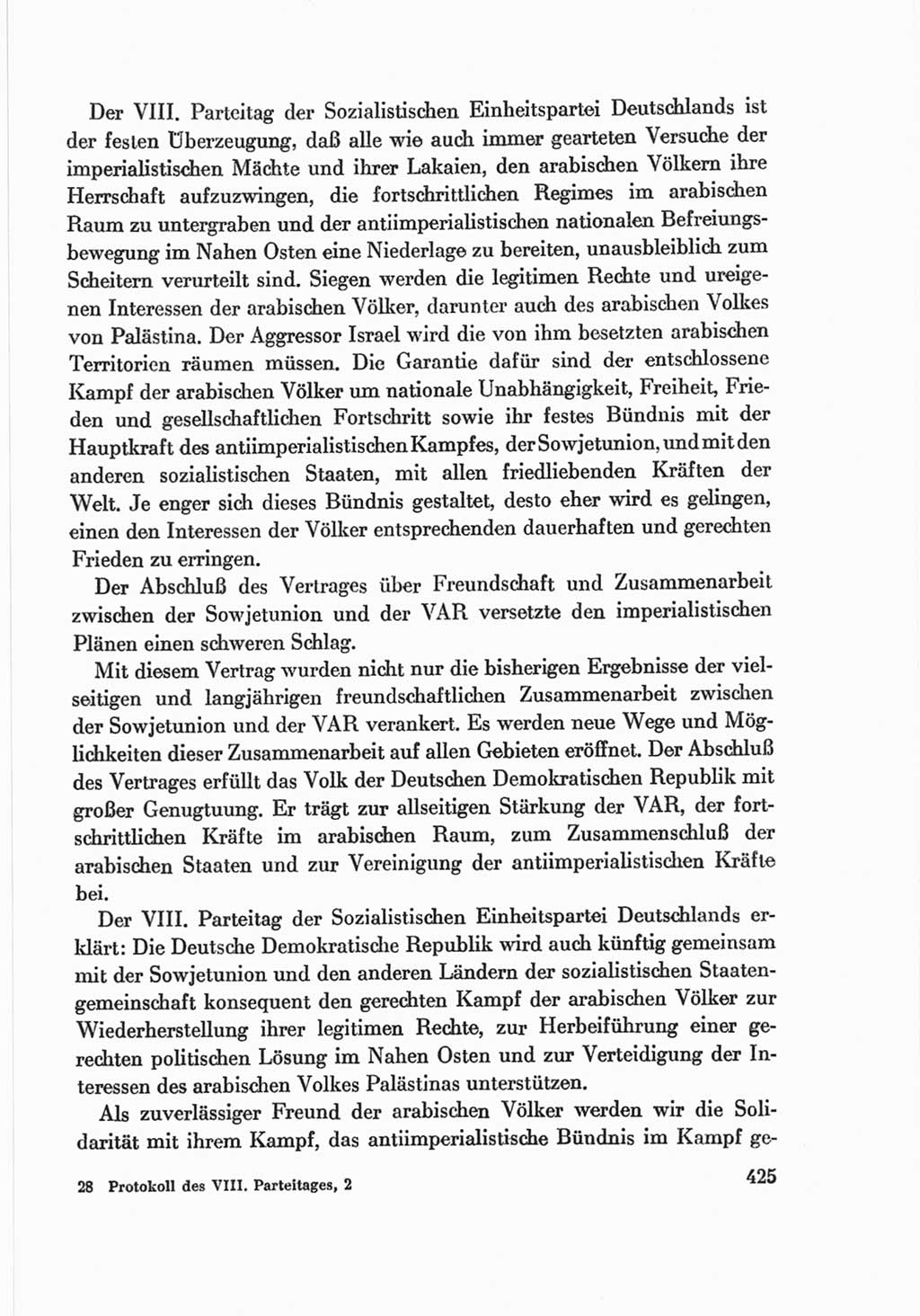 Protokoll der Verhandlungen des Ⅷ. Parteitages der Sozialistischen Einheitspartei Deutschlands (SED) [Deutsche Demokratische Republik (DDR)] 1971, Band 2, Seite 425 (Prot. Verh. Ⅷ. PT SED DDR 1971, Bd. 2, S. 425)