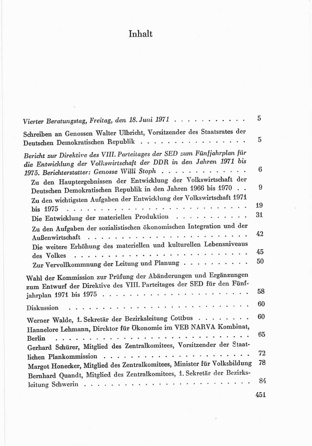 Protokoll der Verhandlungen des Ⅷ. Parteitages der Sozialistischen Einheitspartei Deutschlands (SED) [Deutsche Demokratische Republik (DDR)] 1971, Band 2, Seite 451 (Prot. Verh. Ⅷ. PT SED DDR 1971, Bd. 2, S. 451)