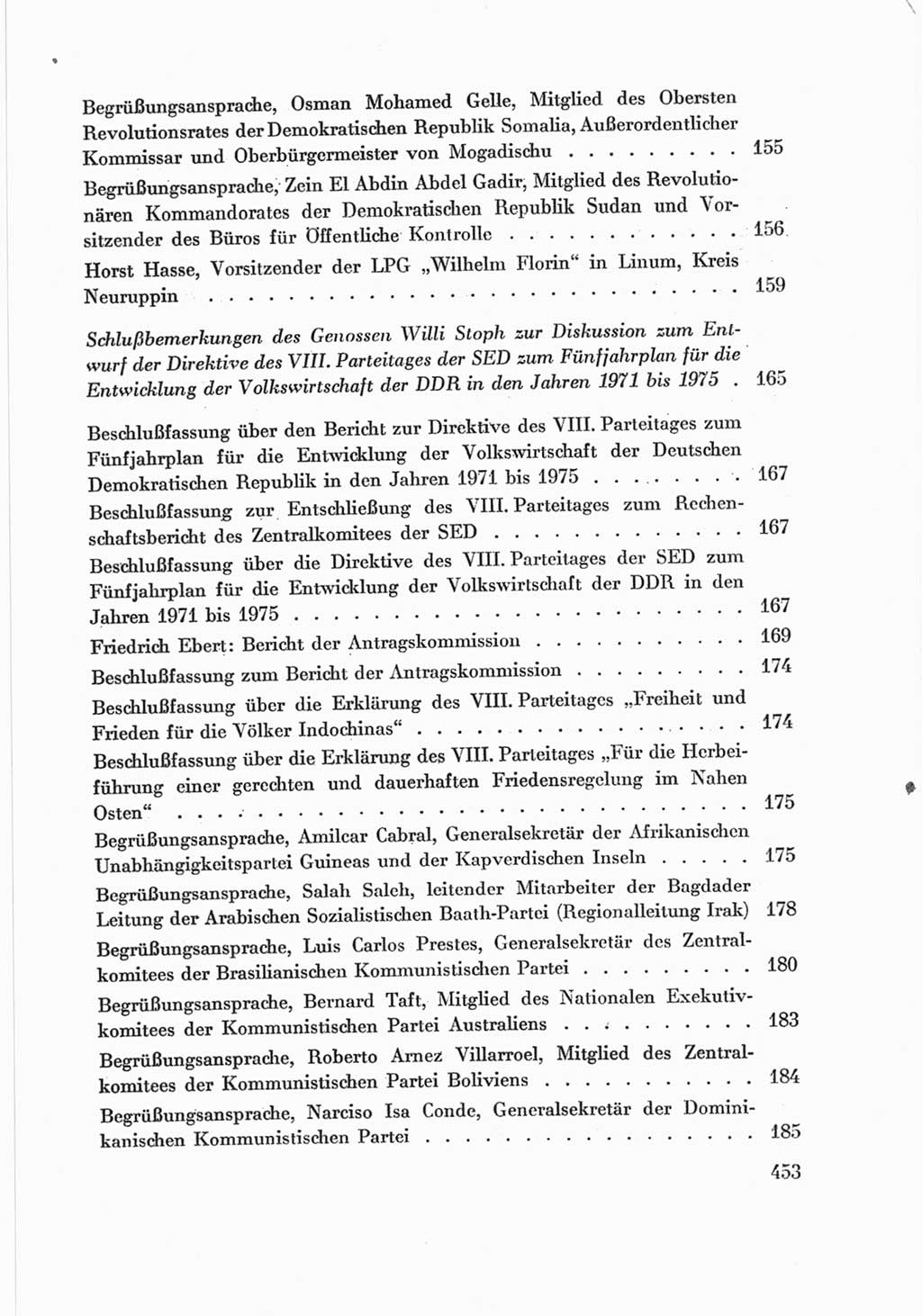 Protokoll der Verhandlungen des Ⅷ. Parteitages der Sozialistischen Einheitspartei Deutschlands (SED) [Deutsche Demokratische Republik (DDR)] 1971, Band 2, Seite 453 (Prot. Verh. Ⅷ. PT SED DDR 1971, Bd. 2, S. 453)