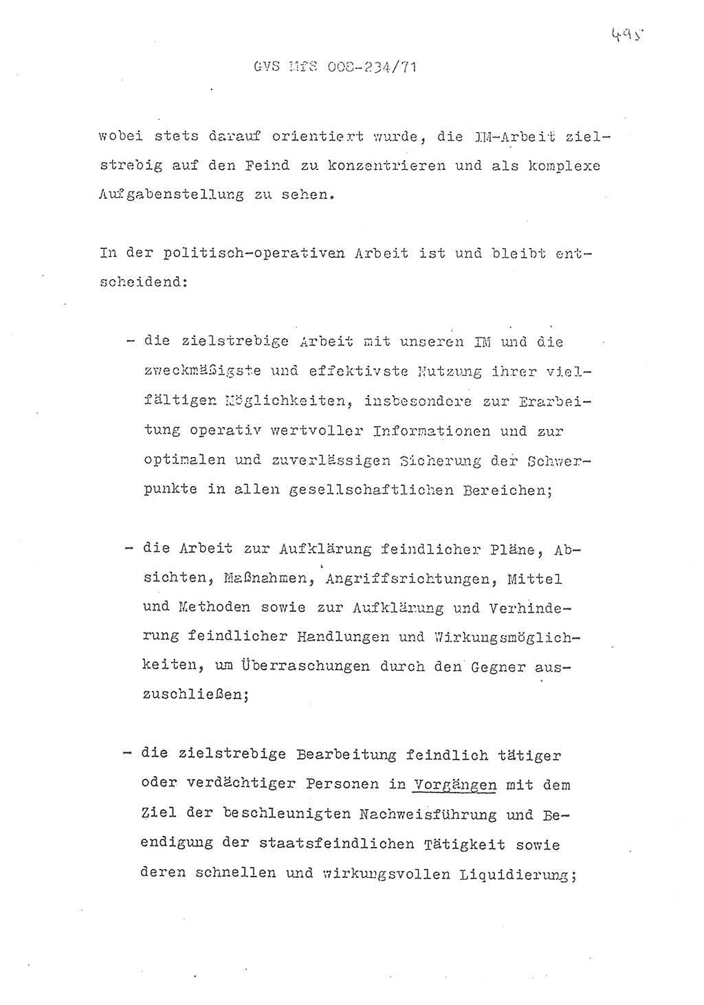 Referat des Genossen Minister (Generaloberst Erich Mielke) zum zentralen Führungsseminar (MfS), Grundfragen der politisch-operativen Arbeit und ihrer Führung und Leitung, Deutsche Demokratische Republik (DDR), Ministerium für Staatssicherheit (MfS), Der Minister, Geheime Verschlußsache (GVS) 008-234/71, Berlin 1971, Blatt 495 (Ref. Fü.-Sem. DDR MfS Min. GVS 008-234/71 1971, Bl. 495)