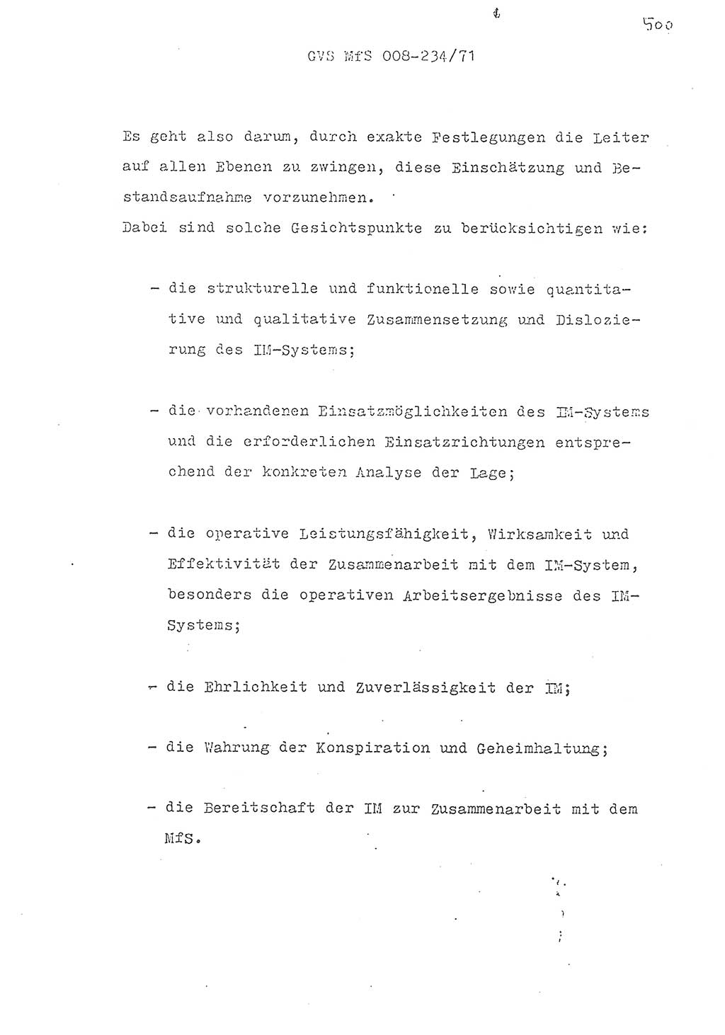 Referat des Genossen Minister (Generaloberst Erich Mielke) zum zentralen Führungsseminar (MfS), Grundfragen der politisch-operativen Arbeit und ihrer Führung und Leitung, Deutsche Demokratische Republik (DDR), Ministerium für Staatssicherheit (MfS), Der Minister, Geheime Verschlußsache (GVS) 008-234/71, Berlin 1971, Blatt 500 (Ref. Fü.-Sem. DDR MfS Min. GVS 008-234/71 1971, Bl. 500)