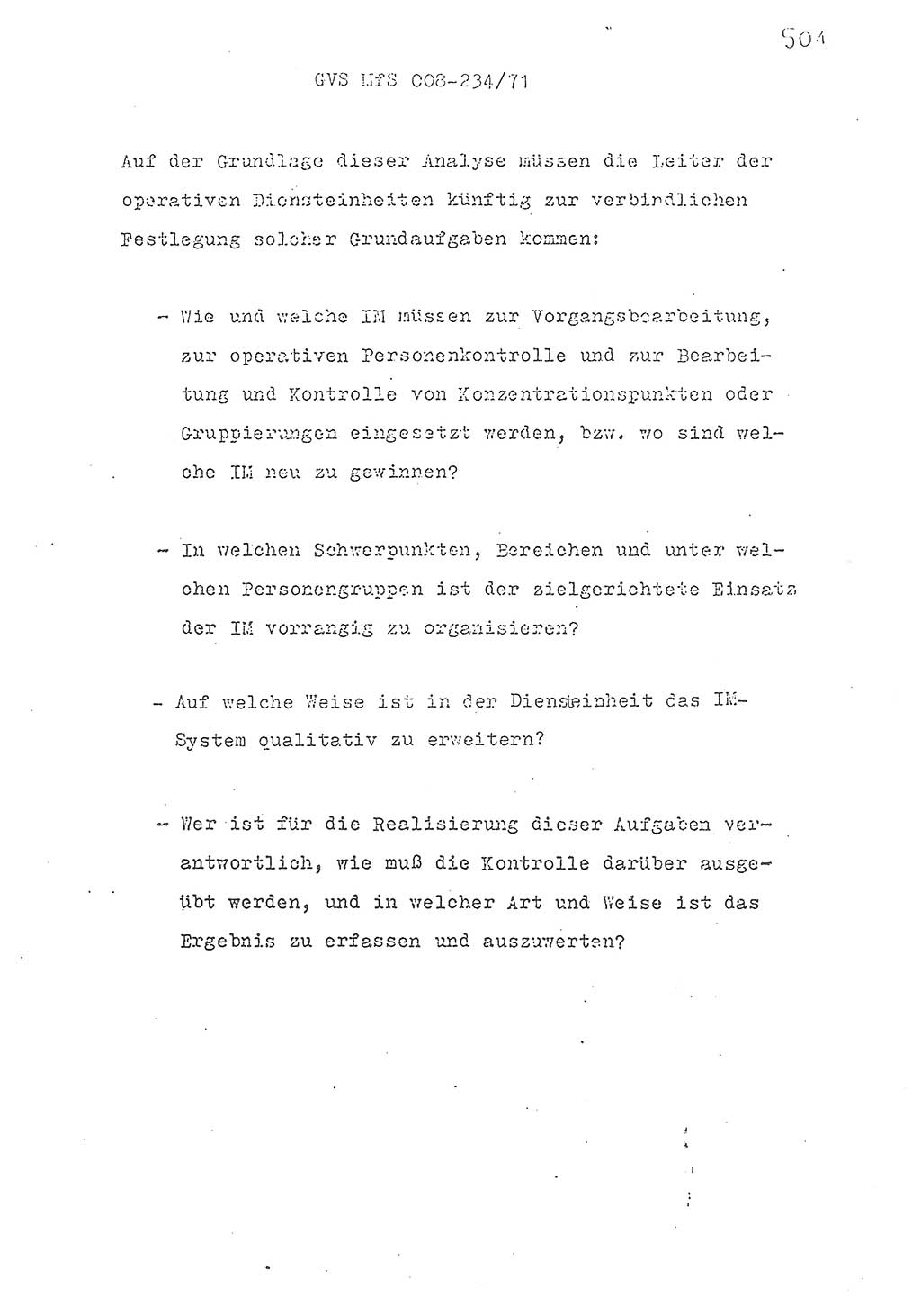 Referat des Genossen Minister (Generaloberst Erich Mielke) zum zentralen Führungsseminar (MfS), Grundfragen der politisch-operativen Arbeit und ihrer Führung und Leitung, Deutsche Demokratische Republik (DDR), Ministerium für Staatssicherheit (MfS), Der Minister, Geheime Verschlußsache (GVS) 008-234/71, Berlin 1971, Blatt 501 (Ref. Fü.-Sem. DDR MfS Min. GVS 008-234/71 1971, Bl. 501)