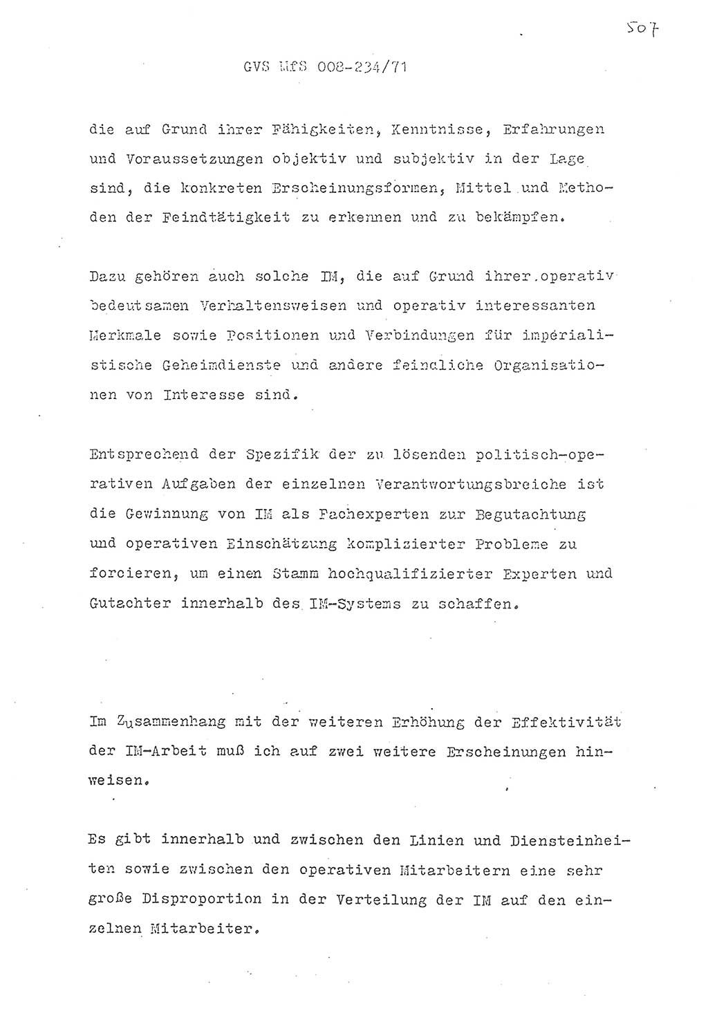 Referat des Genossen Minister (Generaloberst Erich Mielke) zum zentralen Führungsseminar (MfS), Grundfragen der politisch-operativen Arbeit und ihrer Führung und Leitung, Deutsche Demokratische Republik (DDR), Ministerium für Staatssicherheit (MfS), Der Minister, Geheime Verschlußsache (GVS) 008-234/71, Berlin 1971, Blatt 507 (Ref. Fü.-Sem. DDR MfS Min. GVS 008-234/71 1971, Bl. 507)