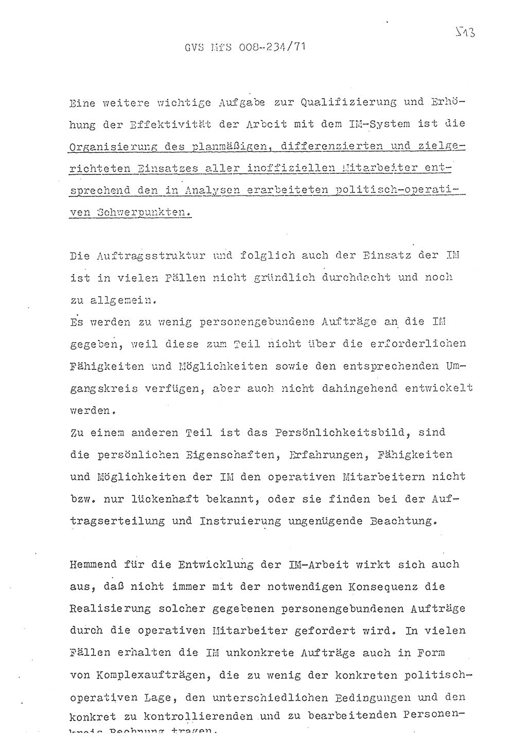 Referat des Genossen Minister (Generaloberst Erich Mielke) zum zentralen Führungsseminar (MfS), Grundfragen der politisch-operativen Arbeit und ihrer Führung und Leitung, Deutsche Demokratische Republik (DDR), Ministerium für Staatssicherheit (MfS), Der Minister, Geheime Verschlußsache (GVS) 008-234/71, Berlin 1971, Blatt 513 (Ref. Fü.-Sem. DDR MfS Min. GVS 008-234/71 1971, Bl. 513)