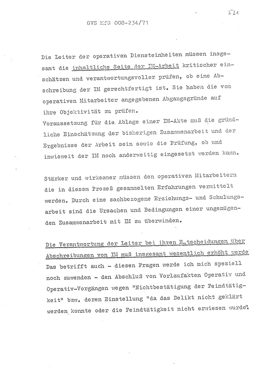 Referat des Genossen Minister (Generaloberst Erich Mielke) zum zentralen Führungsseminar (MfS), Grundfragen der politisch-operativen Arbeit und ihrer Führung und Leitung, Deutsche Demokratische Republik (DDR), Ministerium für Staatssicherheit (MfS), Der Minister, Geheime Verschlußsache (GVS) 008-234/71, Berlin 1971, Blatt 521 (Ref. Fü.-Sem. DDR MfS Min. GVS 008-234/71 1971, Bl. 521)