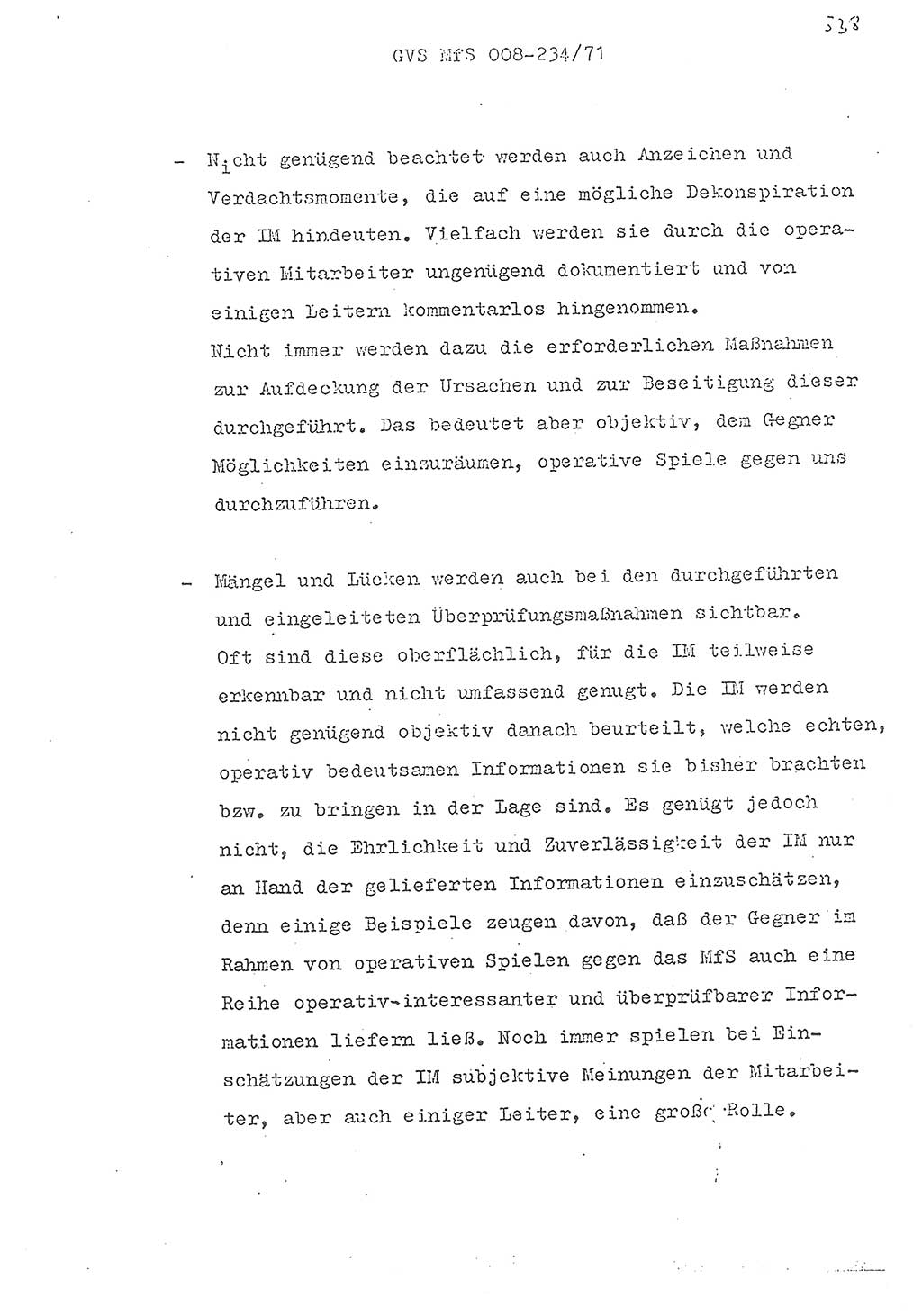 Referat des Genossen Minister (Generaloberst Erich Mielke) zum zentralen Führungsseminar (MfS), Grundfragen der politisch-operativen Arbeit und ihrer Führung und Leitung, Deutsche Demokratische Republik (DDR), Ministerium für Staatssicherheit (MfS), Der Minister, Geheime Verschlußsache (GVS) 008-234/71, Berlin 1971, Blatt 538 (Ref. Fü.-Sem. DDR MfS Min. GVS 008-234/71 1971, Bl. 538)