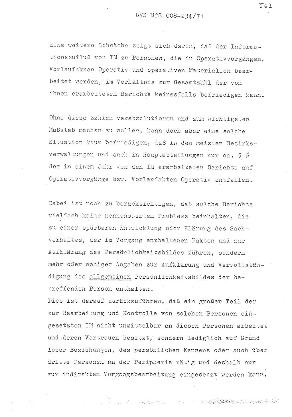 Referat des Genossen Minister (Generaloberst Erich Mielke) zum zentralen Führungsseminar (MfS), Grundfragen der politisch-operativen Arbeit und ihrer Führung und Leitung, Deutsche Demokratische Republik (DDR), Ministerium für Staatssicherheit (MfS), Der Minister, Geheime Verschlußsache (GVS) 008-234/71, Berlin 1971, Blatt 562 (Ref. Fü.-Sem. DDR MfS Min. GVS 008-234/71 1971, Bl. 562)