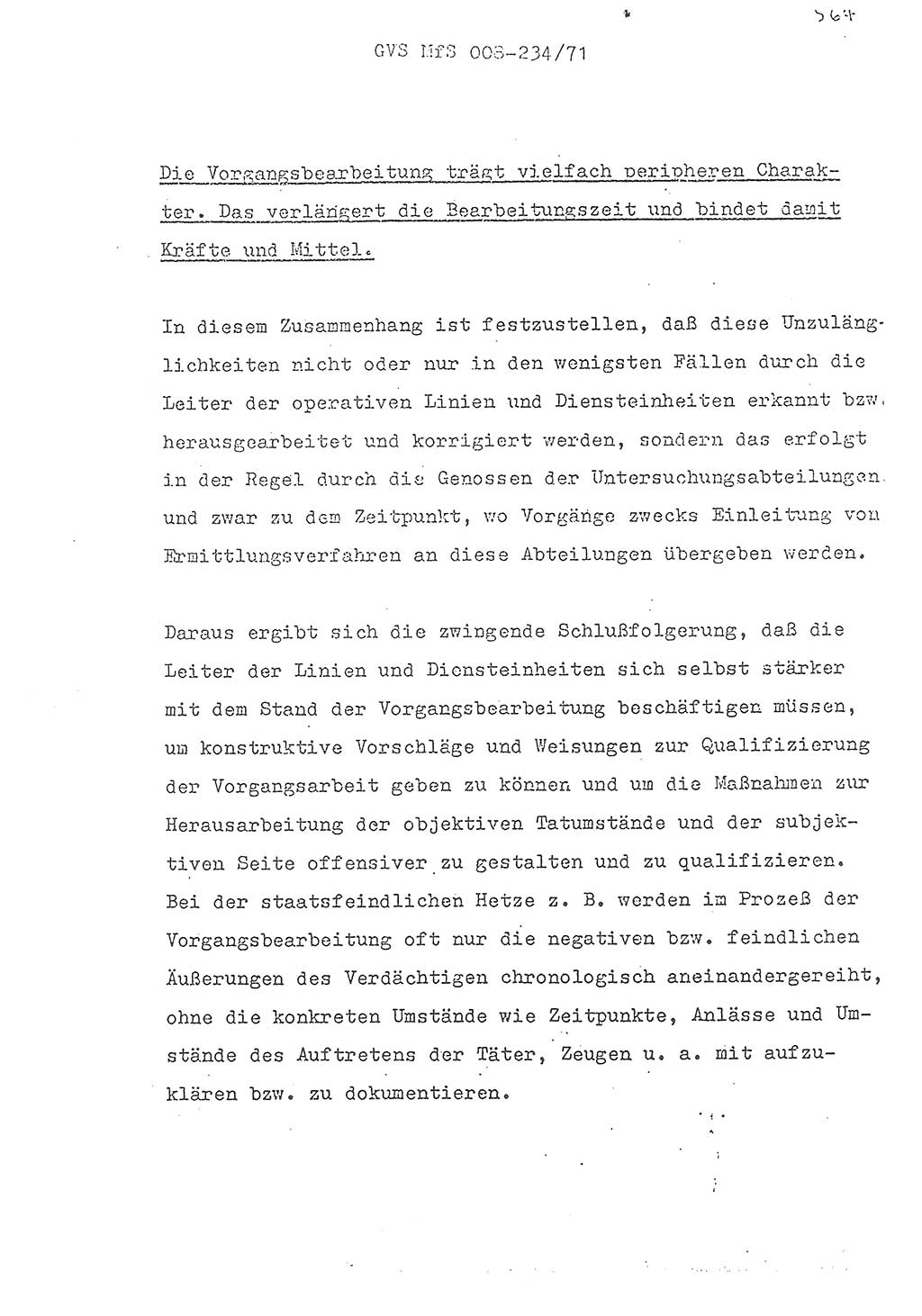 Referat des Genossen Minister (Generaloberst Erich Mielke) zum zentralen Führungsseminar (MfS), Grundfragen der politisch-operativen Arbeit und ihrer Führung und Leitung, Deutsche Demokratische Republik (DDR), Ministerium für Staatssicherheit (MfS), Der Minister, Geheime Verschlußsache (GVS) 008-234/71, Berlin 1971, Blatt 564 (Ref. Fü.-Sem. DDR MfS Min. GVS 008-234/71 1971, Bl. 564)