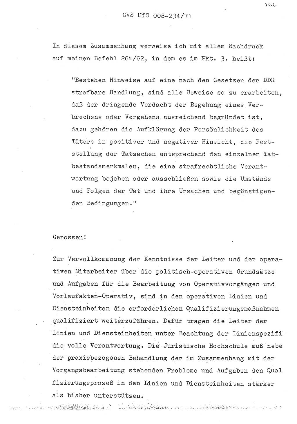 Referat des Genossen Minister (Generaloberst Erich Mielke) zum zentralen Führungsseminar (MfS), Grundfragen der politisch-operativen Arbeit und ihrer Führung und Leitung, Deutsche Demokratische Republik (DDR), Ministerium für Staatssicherheit (MfS), Der Minister, Geheime Verschlußsache (GVS) 008-234/71, Berlin 1971, Blatt 566 (Ref. Fü.-Sem. DDR MfS Min. GVS 008-234/71 1971, Bl. 566)