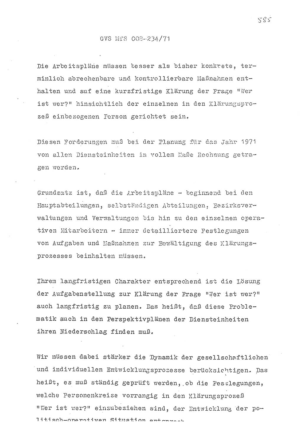 Referat des Genossen Minister (Generaloberst Erich Mielke) zum zentralen Führungsseminar (MfS), Grundfragen der politisch-operativen Arbeit und ihrer Führung und Leitung, Deutsche Demokratische Republik (DDR), Ministerium für Staatssicherheit (MfS), Der Minister, Geheime Verschlußsache (GVS) 008-234/71, Berlin 1971, Blatt 585 (Ref. Fü.-Sem. DDR MfS Min. GVS 008-234/71 1971, Bl. 585)