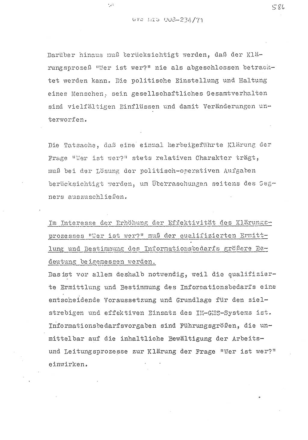 Referat des Genossen Minister (Generaloberst Erich Mielke) zum zentralen Führungsseminar (MfS), Grundfragen der politisch-operativen Arbeit und ihrer Führung und Leitung, Deutsche Demokratische Republik (DDR), Ministerium für Staatssicherheit (MfS), Der Minister, Geheime Verschlußsache (GVS) 008-234/71, Berlin 1971, Blatt 586 (Ref. Fü.-Sem. DDR MfS Min. GVS 008-234/71 1971, Bl. 586)