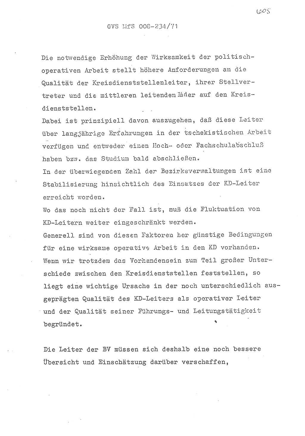 Referat des Genossen Minister (Generaloberst Erich Mielke) zum zentralen Führungsseminar (MfS), Grundfragen der politisch-operativen Arbeit und ihrer Führung und Leitung, Deutsche Demokratische Republik (DDR), Ministerium für Staatssicherheit (MfS), Der Minister, Geheime Verschlußsache (GVS) 008-234/71, Berlin 1971, Blatt 605 (Ref. Fü.-Sem. DDR MfS Min. GVS 008-234/71 1971, Bl. 605)