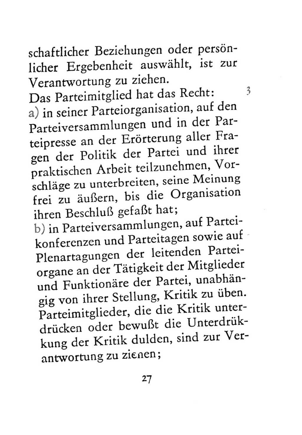 Statut der Sozialistischen Einheitspartei Deutschlands (SED) 1971, Seite 27 (St. SED DDR 1971, S. 27)