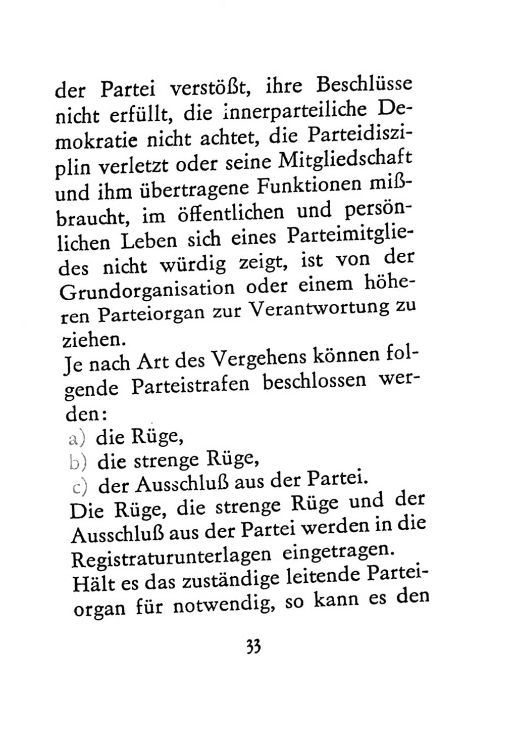 Statut der Sozialistischen Einheitspartei Deutschlands (SED) 1971, Seite 33 (St. SED DDR 1971, S. 33)