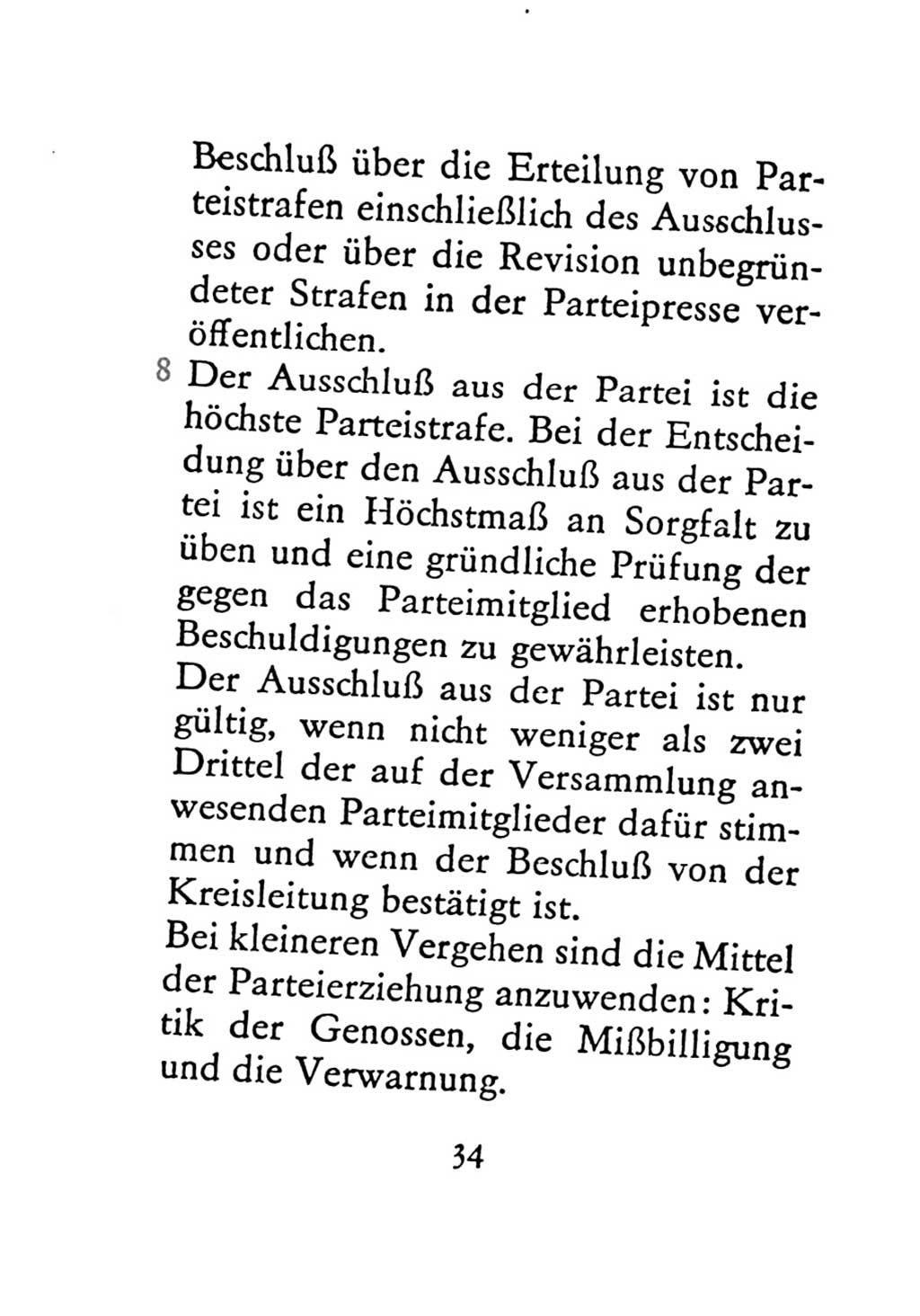 Statut der Sozialistischen Einheitspartei Deutschlands (SED) 1971, Seite 34 (St. SED DDR 1971, S. 34)
