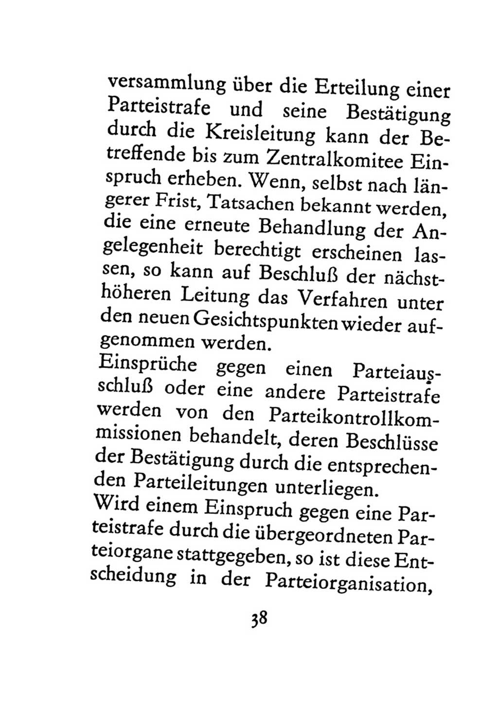 Statut der Sozialistischen Einheitspartei Deutschlands (SED) 1971, Seite 38 (St. SED DDR 1971, S. 38)