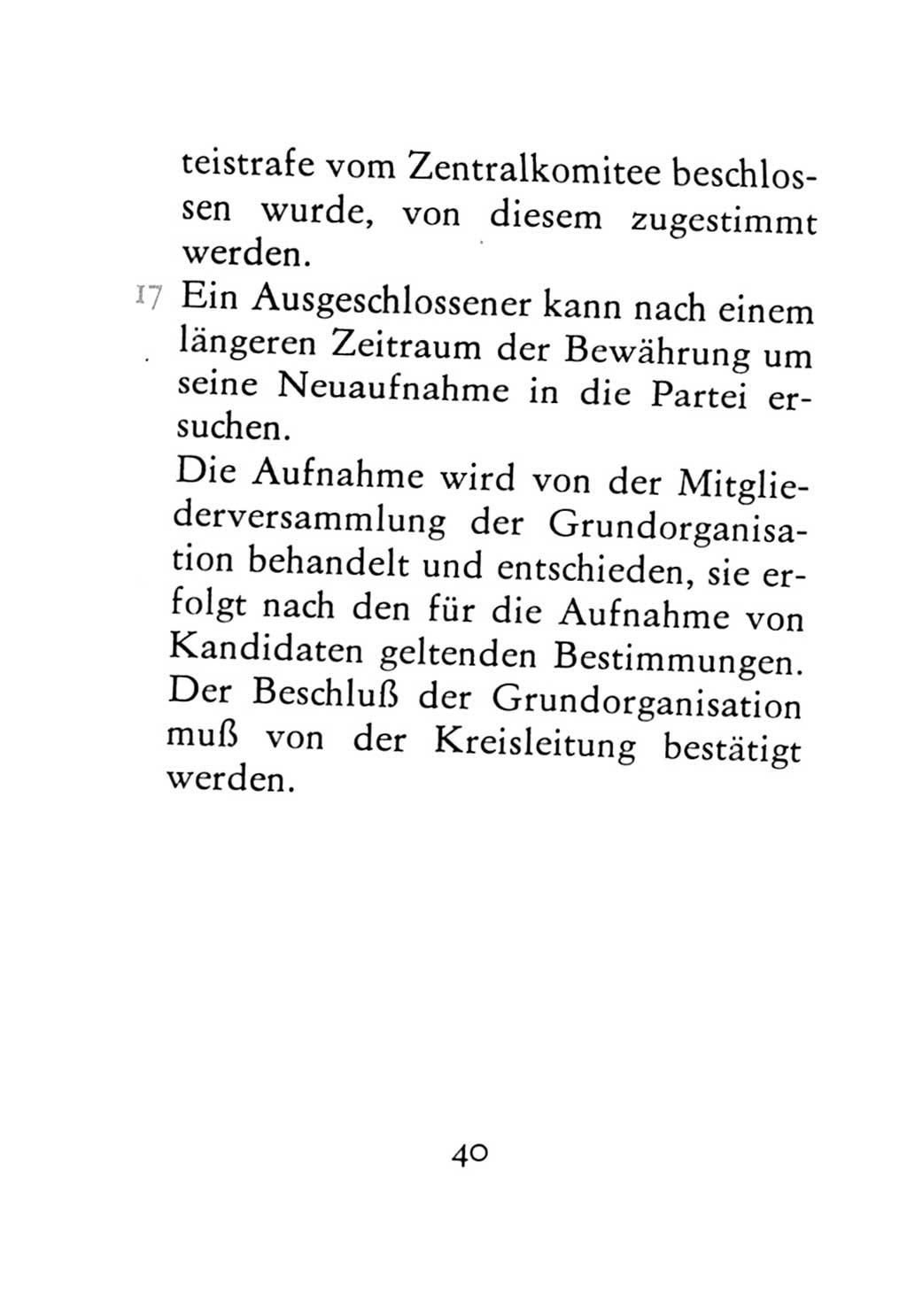 Statut der Sozialistischen Einheitspartei Deutschlands (SED) 1971, Seite 40 (St. SED DDR 1971, S. 40)
