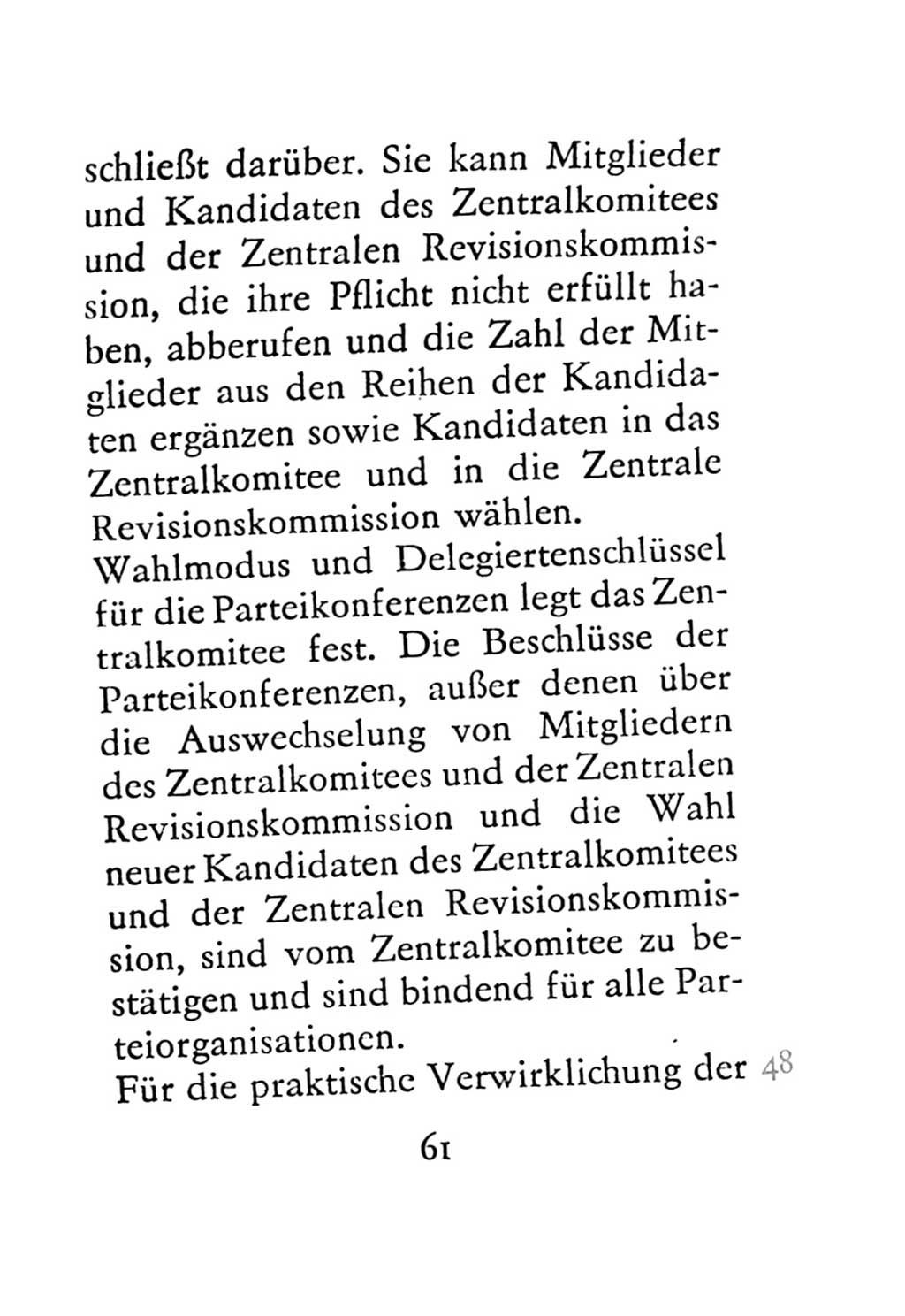 Statut der Sozialistischen Einheitspartei Deutschlands (SED) 1971, Seite 61 (St. SED DDR 1971, S. 61)