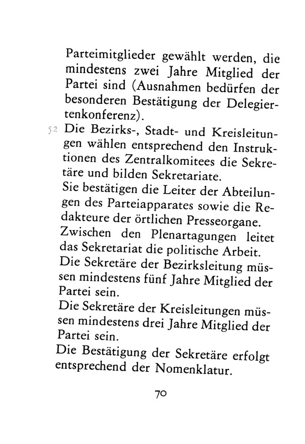 Statut der Sozialistischen Einheitspartei Deutschlands (SED) 1971, Seite 70 (St. SED DDR 1971, S. 70)