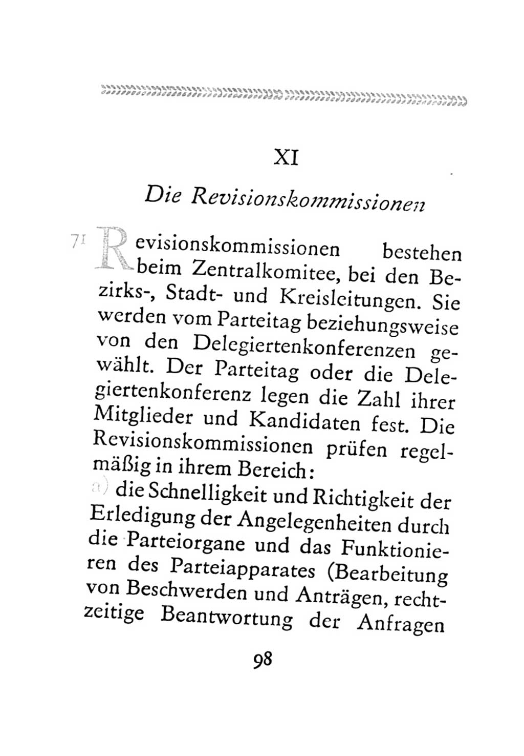 Statut der Sozialistischen Einheitspartei Deutschlands (SED) 1971, Seite 98 (St. SED DDR 1971, S. 98)