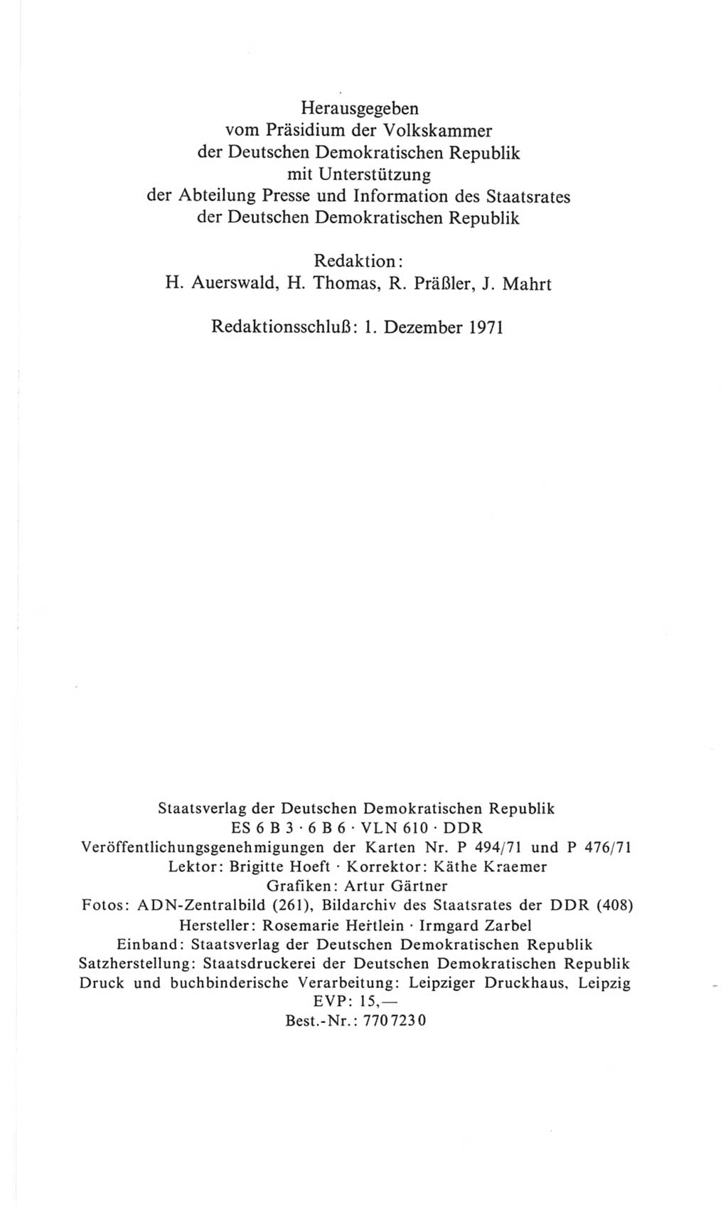 Volkskammer (VK) der Deutschen Demokratischen Republik (DDR), 6. Wahlperiode 1971-1976, Seite 2 (VK. DDR 6. WP. 1971-1976, S. 2)