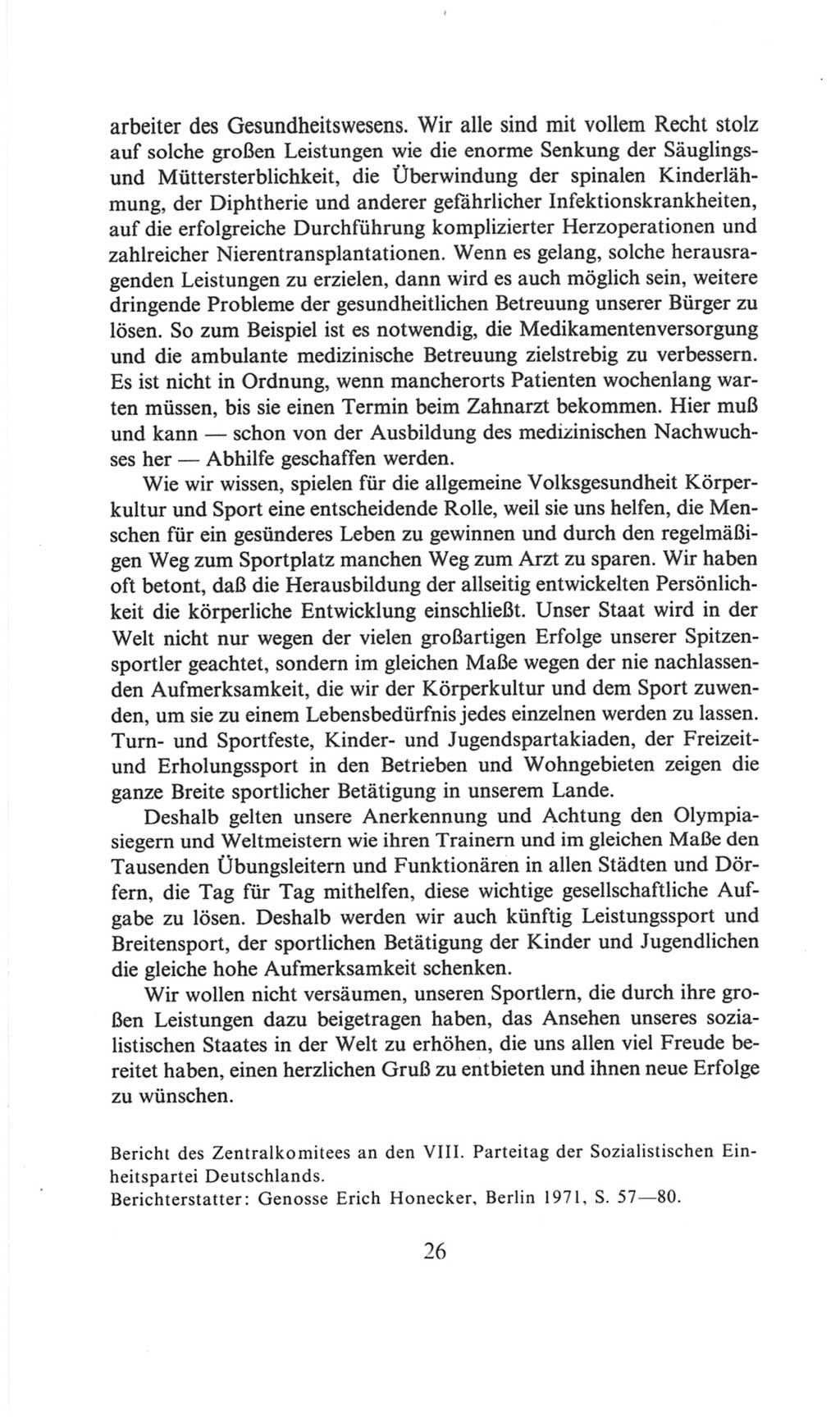 Volkskammer (VK) der Deutschen Demokratischen Republik (DDR), 6. Wahlperiode 1971-1976, Seite 26 (VK. DDR 6. WP. 1971-1976, S. 26)