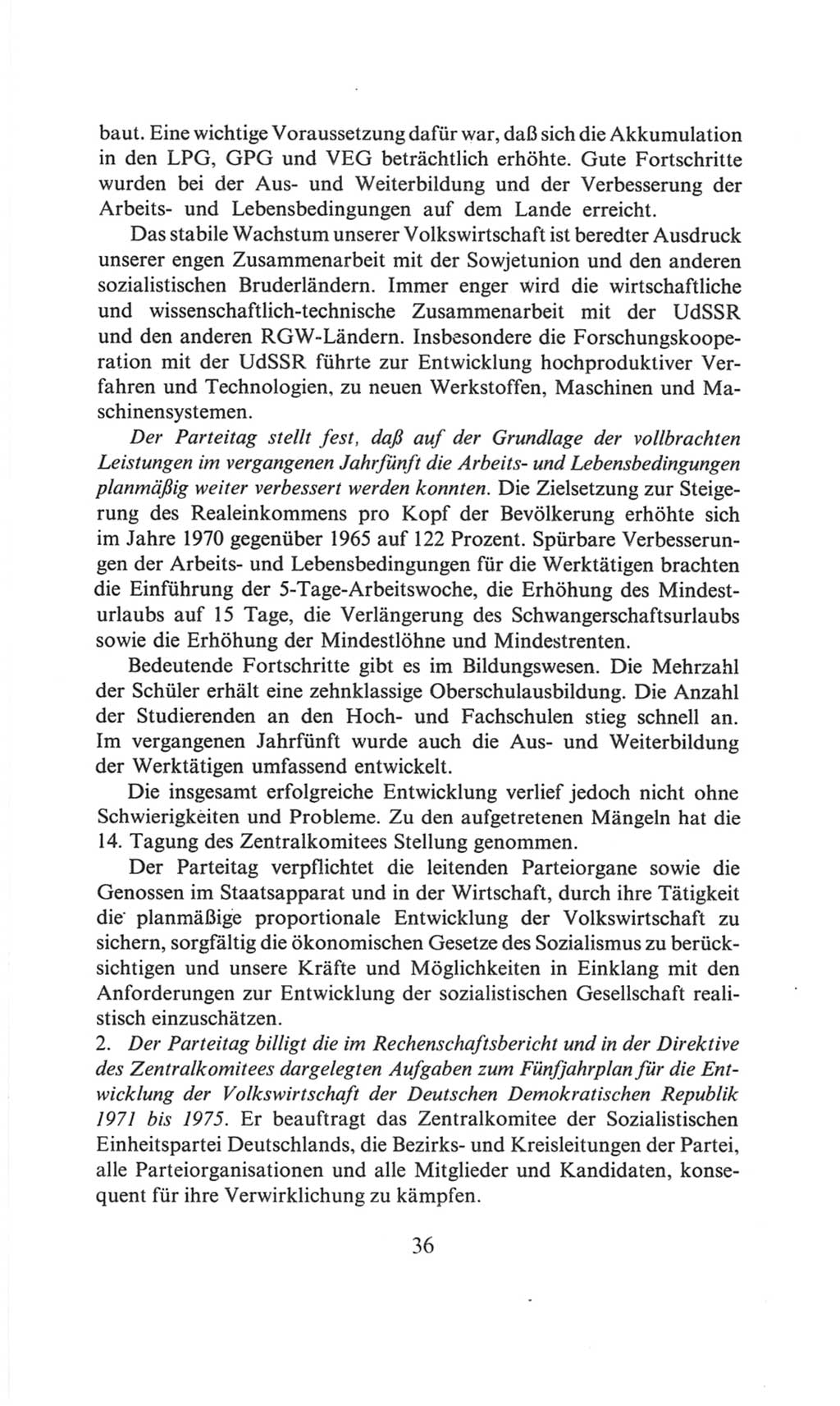 Volkskammer (VK) der Deutschen Demokratischen Republik (DDR), 6. Wahlperiode 1971-1976, Seite 36 (VK. DDR 6. WP. 1971-1976, S. 36)