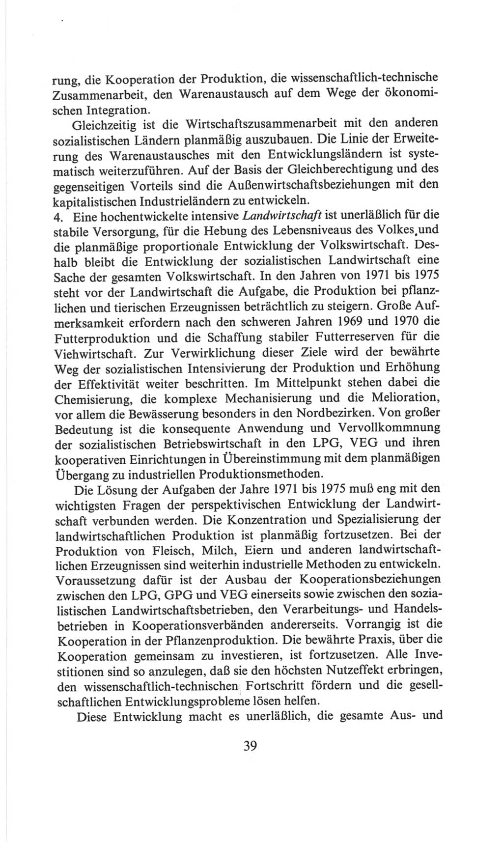 Volkskammer (VK) der Deutschen Demokratischen Republik (DDR), 6. Wahlperiode 1971-1976, Seite 39 (VK. DDR 6. WP. 1971-1976, S. 39)