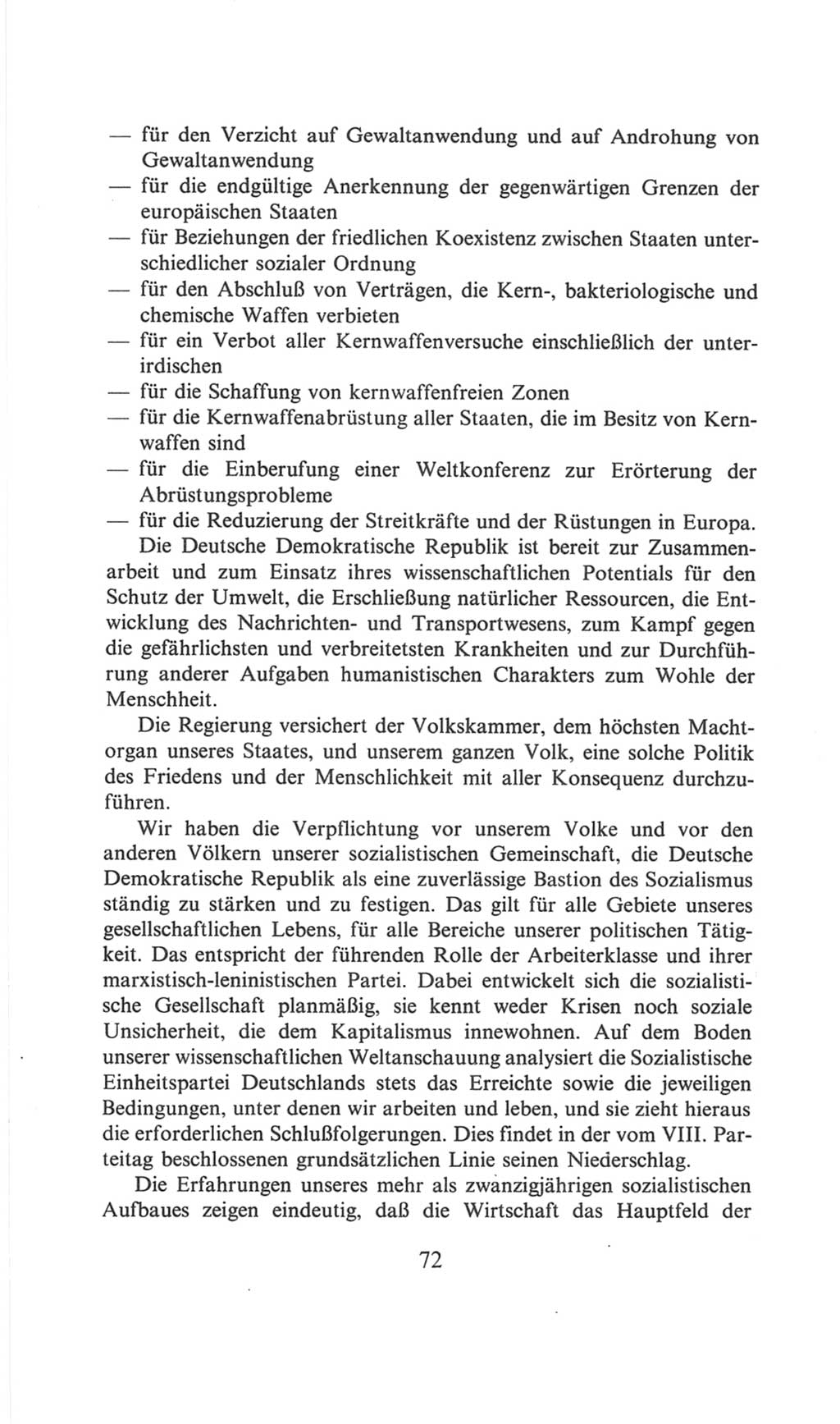 Volkskammer (VK) der Deutschen Demokratischen Republik (DDR), 6. Wahlperiode 1971-1976, Seite 72 (VK. DDR 6. WP. 1971-1976, S. 72)