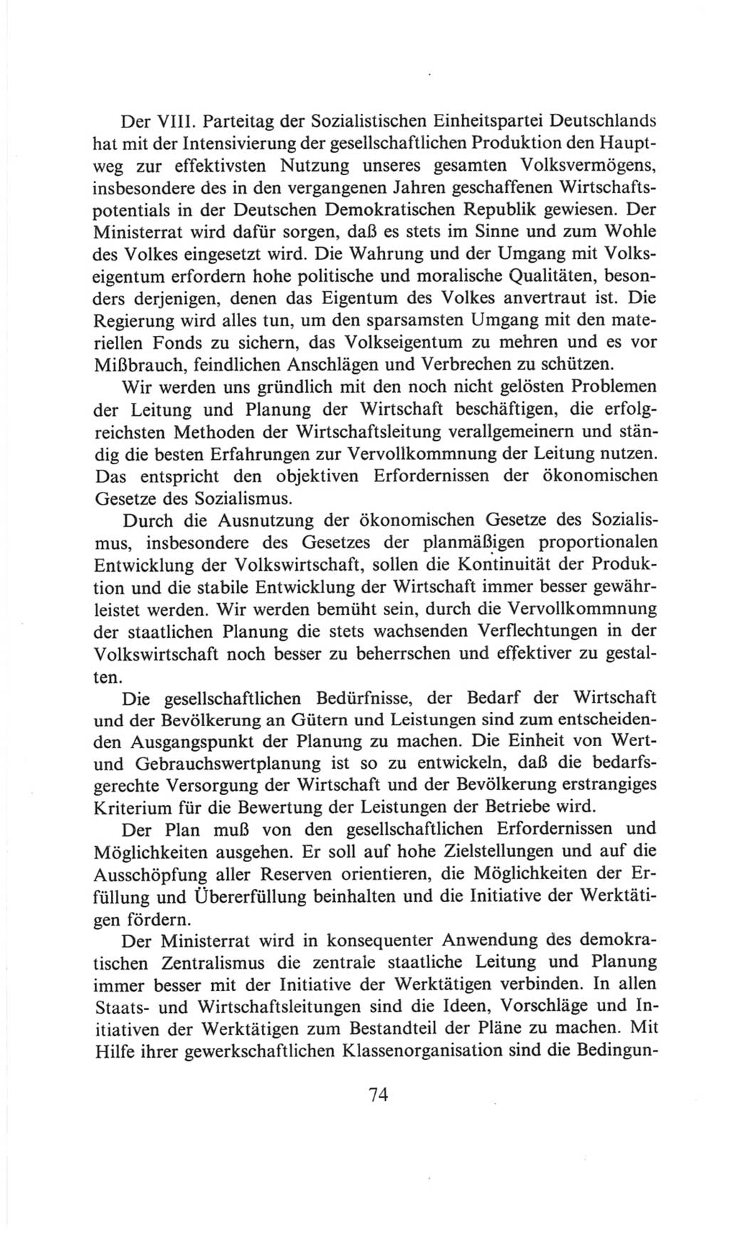 Volkskammer (VK) der Deutschen Demokratischen Republik (DDR), 6. Wahlperiode 1971-1976, Seite 74 (VK. DDR 6. WP. 1971-1976, S. 74)